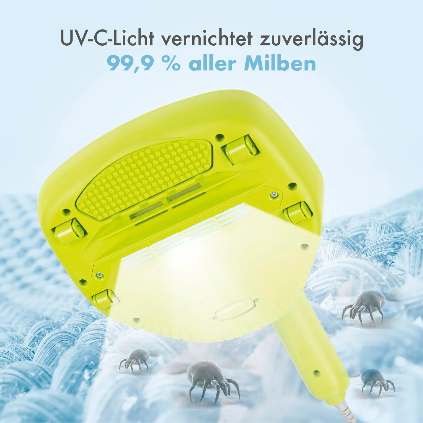 MAXXMEE Milben-Handstaubsauger inkl. Anti-Milben Spray | Antimilben-Sauger mit UV-C Licht, vernichtet 99,9% der Milben | Matratzensauger inkl. HEPA Filter und 250ml Staubbehälter [Limonengrün] - Image 7