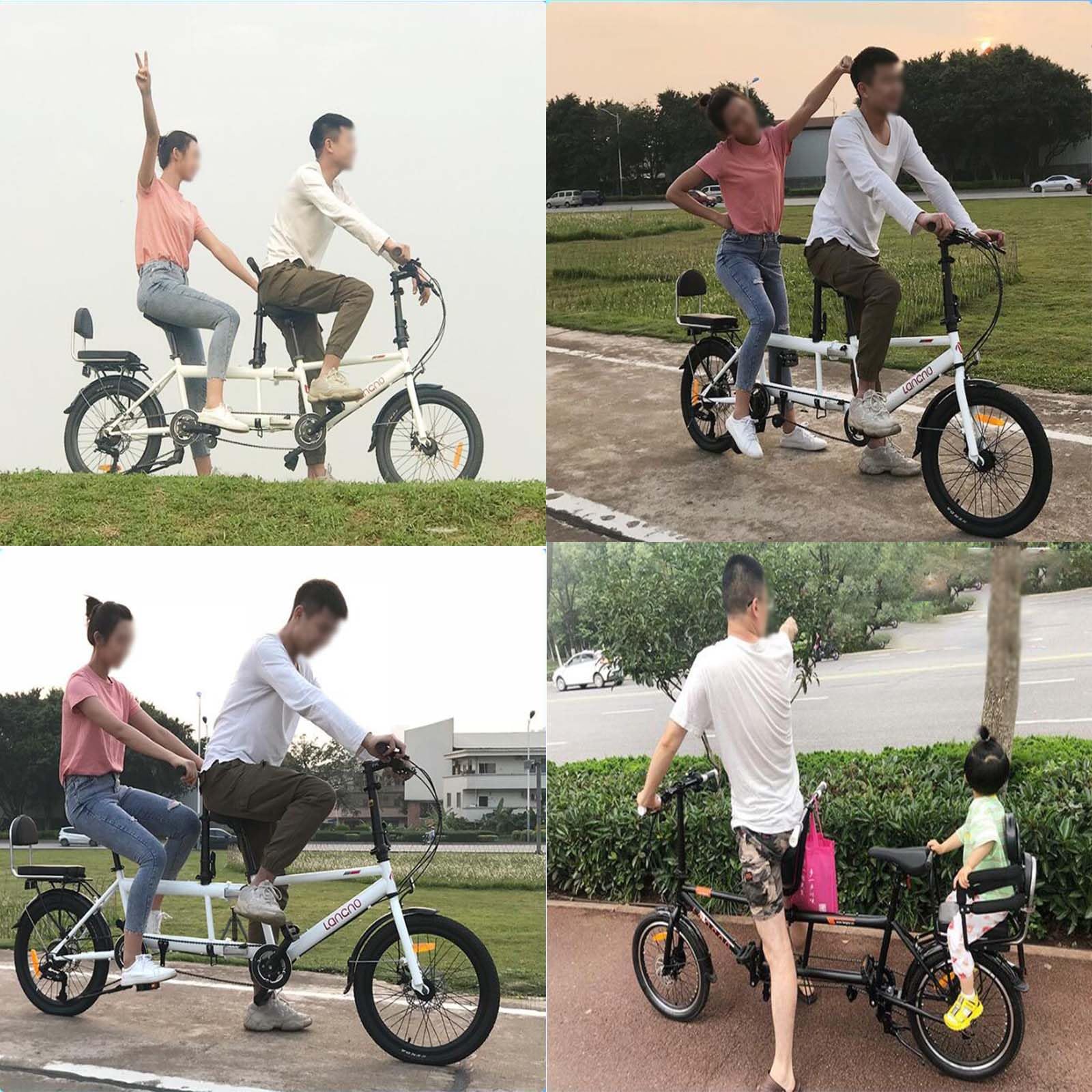 MAYFABD Tandem Beach Cruiser Fahrrad für Erwachsene Faltbares Tandem Beach Cruiser Fahrrad für Erwachsene Dreisitzer 7 Gang Maximale Belastung 300 kg Familienreisen und Paarfahrten,Schwarz - Image 5