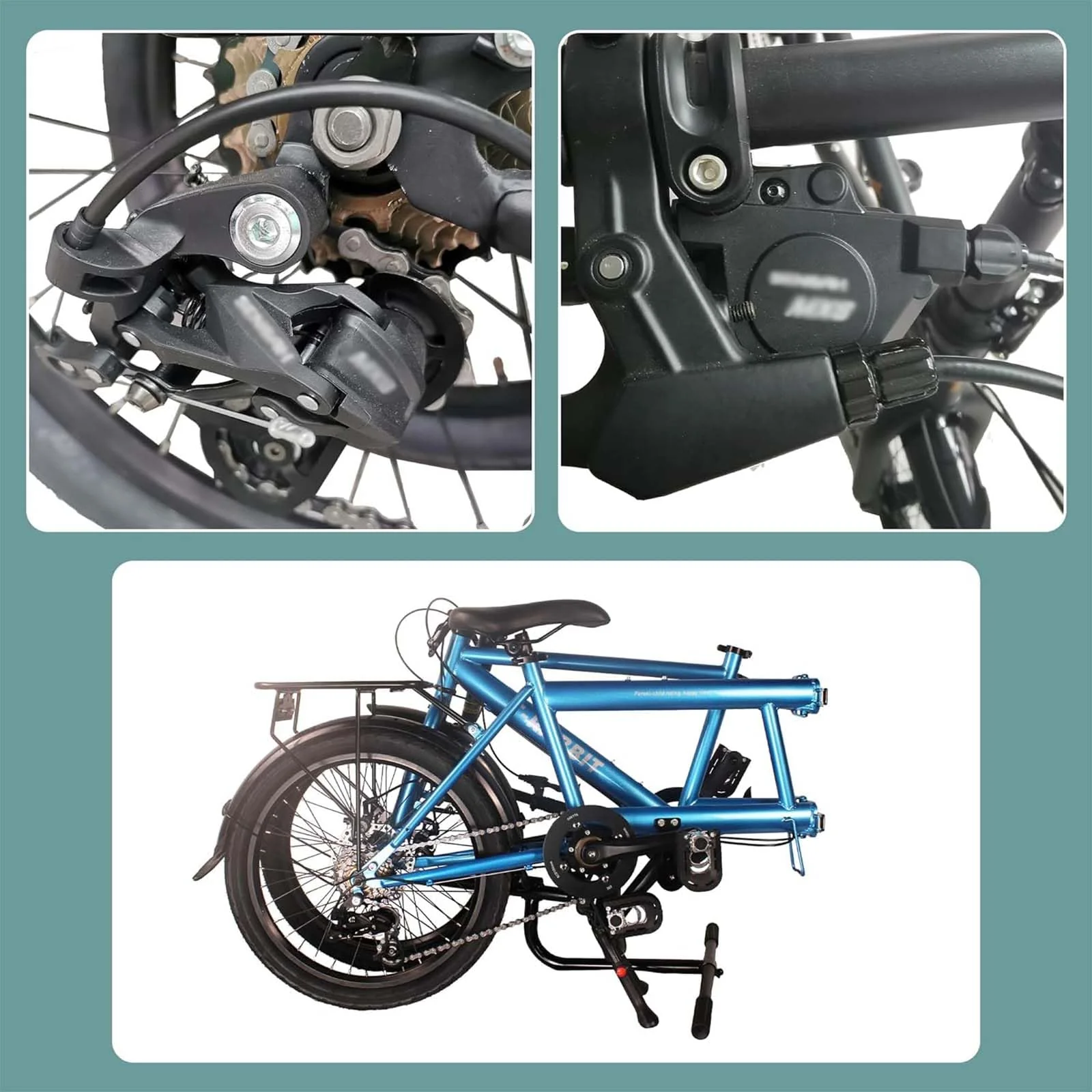 MAYFABD Tandem Beach Cruiser Fahrrad für Erwachsene Faltbares Tandem Beach Cruiser Fahrrad für Erwachsene Dreisitzer 7 Gang Maximale Belastung 300 kg Familienreisen und Paarfahrten,Schwarz - Image 6