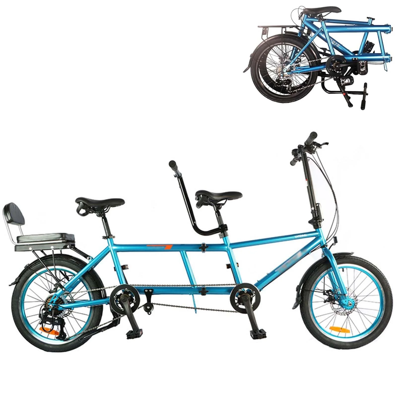 MAYFABD Tandem Beach Cruiser Fahrrad für Erwachsene Faltbares Tandem Beach Cruiser Fahrrad für Erwachsene Dreisitzer 7 Gang Maximale Belastung 300 kg Familienreisen und Paarfahrten,Schwarz - Image 7