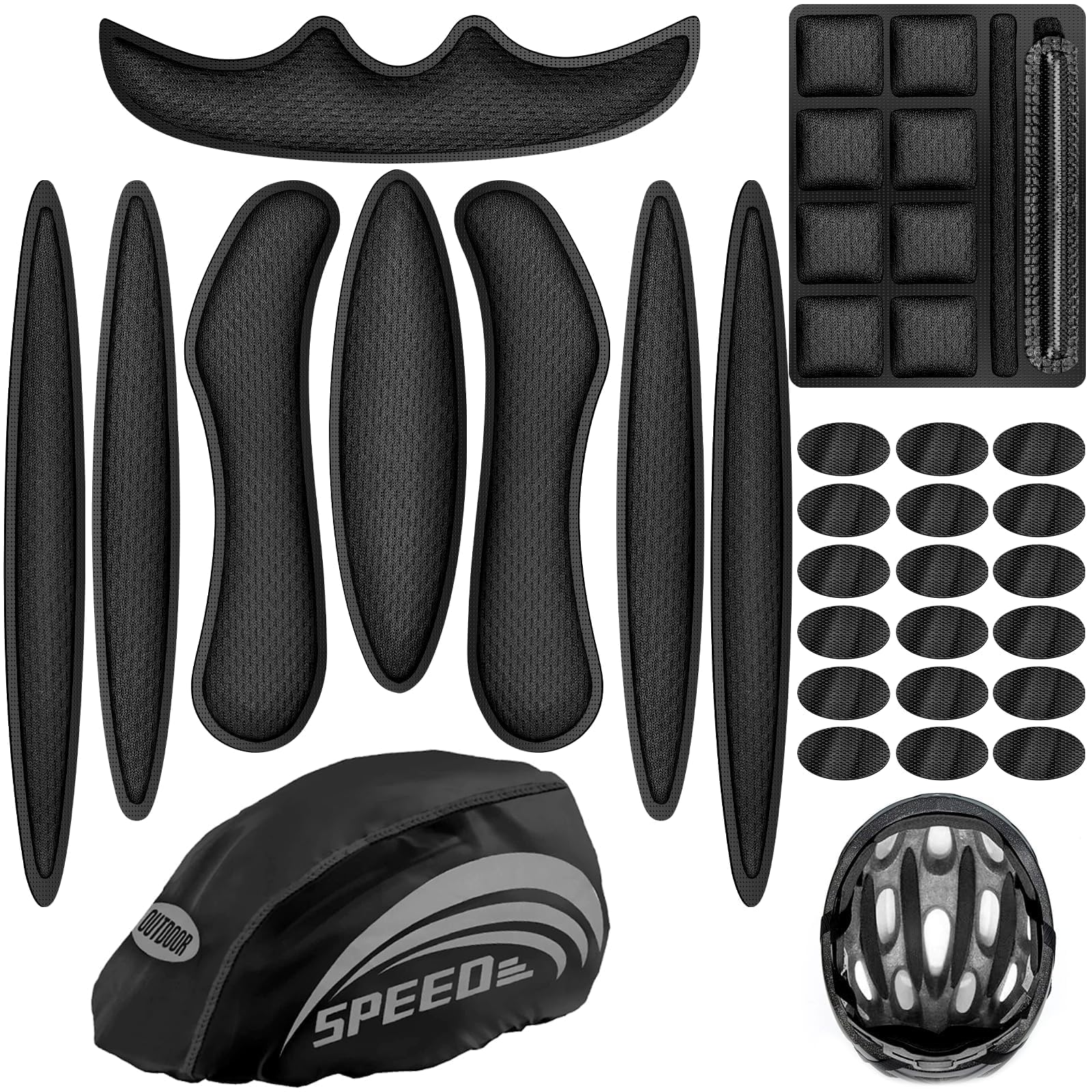 Mbsomnus Fahrradhelm Polster Ersatz Kit Regenschutz Fahrradhelm Helmpolster Schaumstoff Klettpunkte Fahrradhelm Pads Wasserdichter Helmüberzug Schwarz Für Motorrad Fahrrad Helm Innenpolster Zubehör - Image 5
