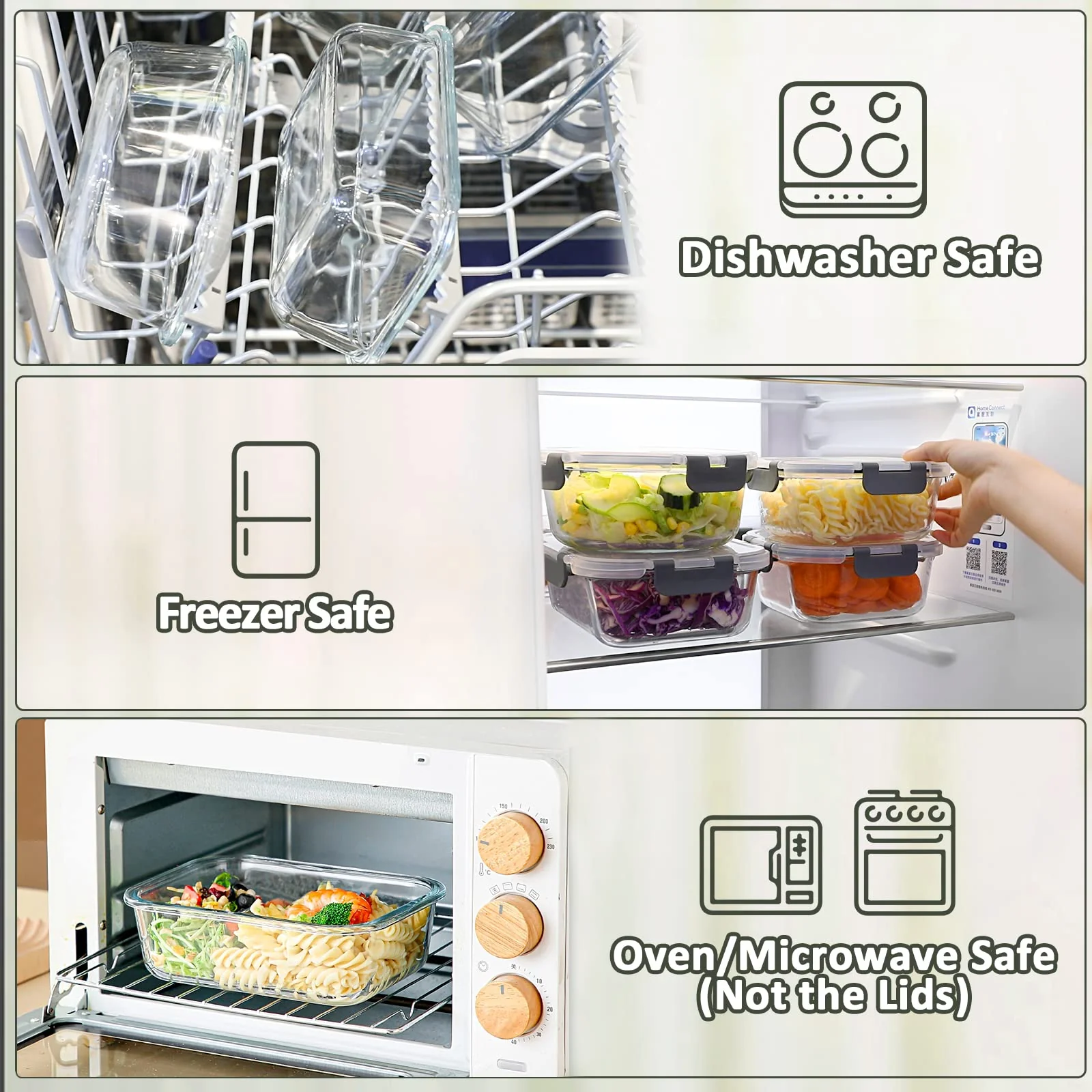 MCIRCO Glas-Frischhaltedosen 1040ml | 5er Set klick-It Dosen mit Deckel | Silikon Dichtungsring | Glasbeh?lter mit Deckel | Meal Prep Glas - Image 6
