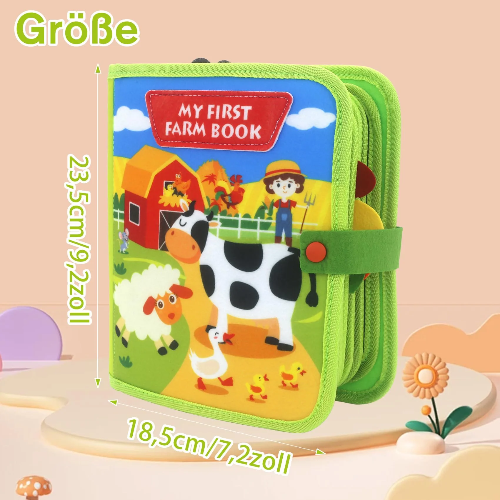 Meafeng® Busy Board Montessori Spielzeug ab 1 2 3 Jahre, 20 in 1 Quiet Book Activity Board mit Bauernhof Thema, Busy Book Weichem Filz Educational für Frühe Bildung, Geschenk Spielzeug Mädchen Junge - Image 2