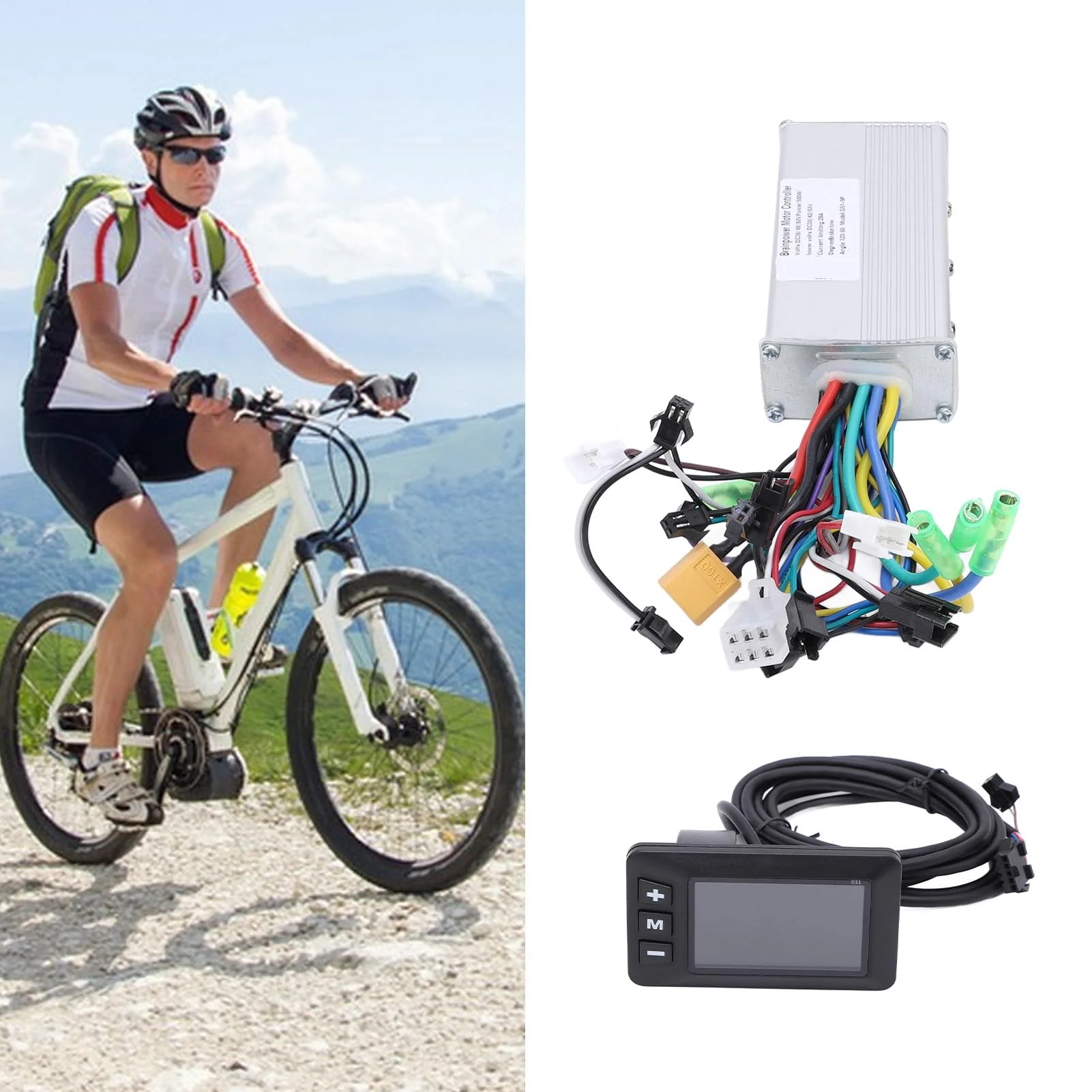 MechKit Elektrofahrrad Brushless Motor Controller Kit, 36V 48V 60V 500W 28A 3 Modus Sinuswelle Controller mit G51 LCD Anzeigefeld für E-Bike Elektroroller - Image 2