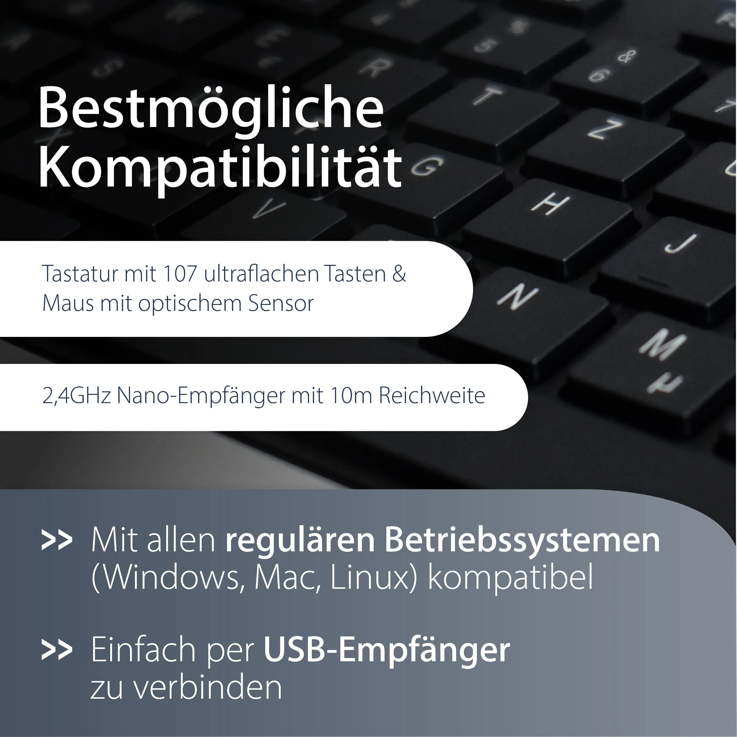 MediaRange Funk-Tastatur- und Maus-Set, Highline Serie, QWERTZ, schwarz/silber - Image 8