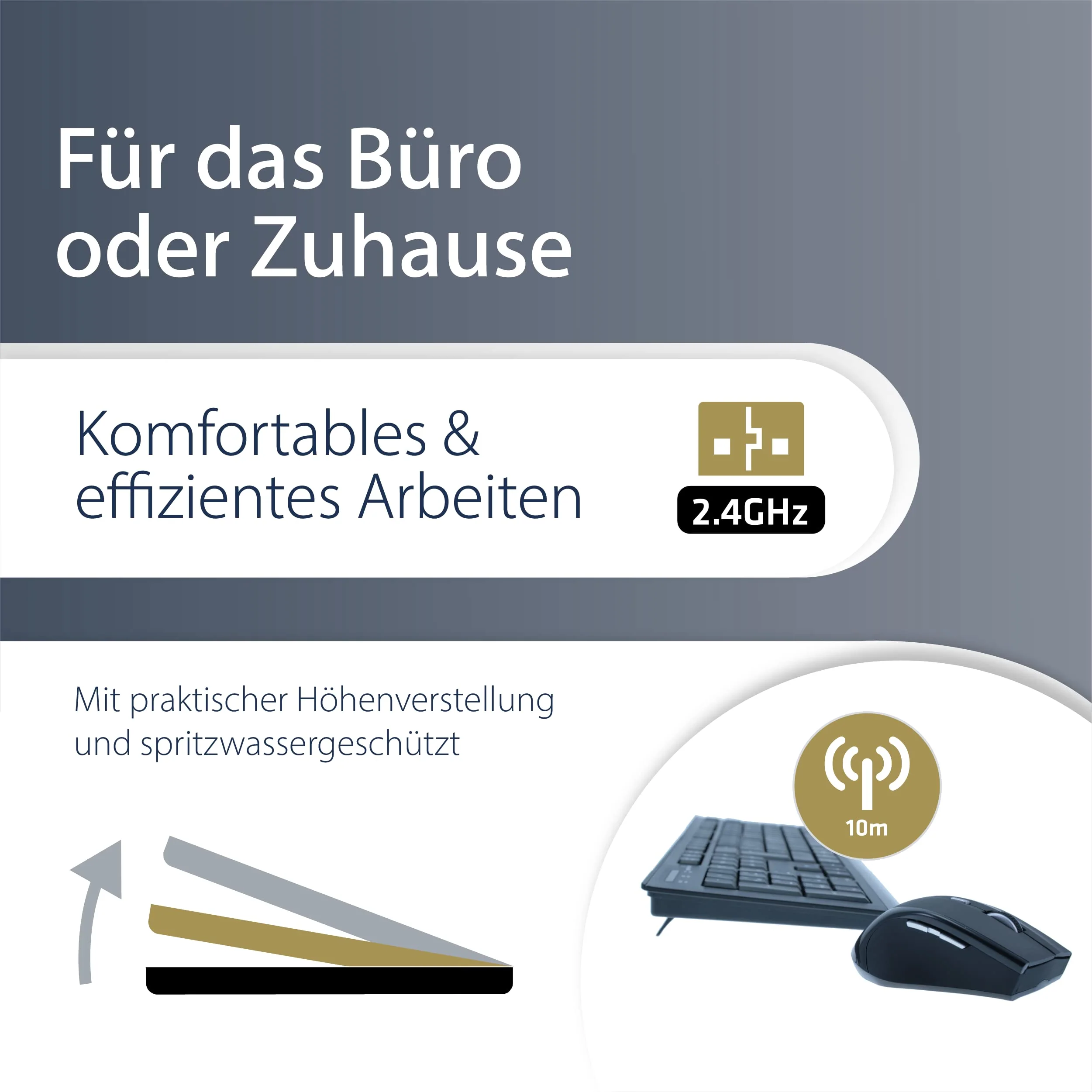 MediaRange Funk-Tastatur- und Maus-Set, QWERTY (UK), schwarz/grau
