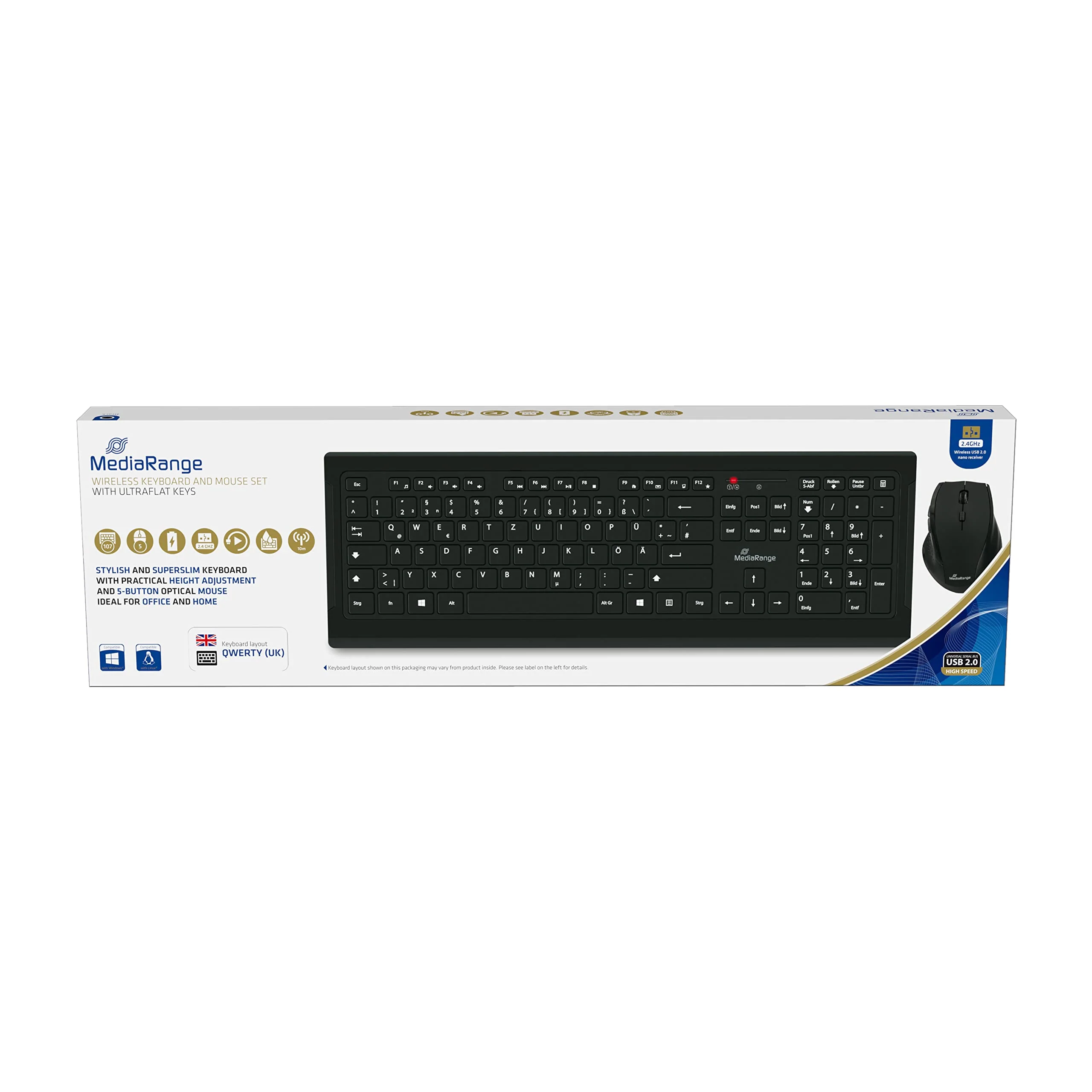 MediaRange Funk-Tastatur- und Maus-Set, QWERTY (UK), schwarz/grau - Image 5
