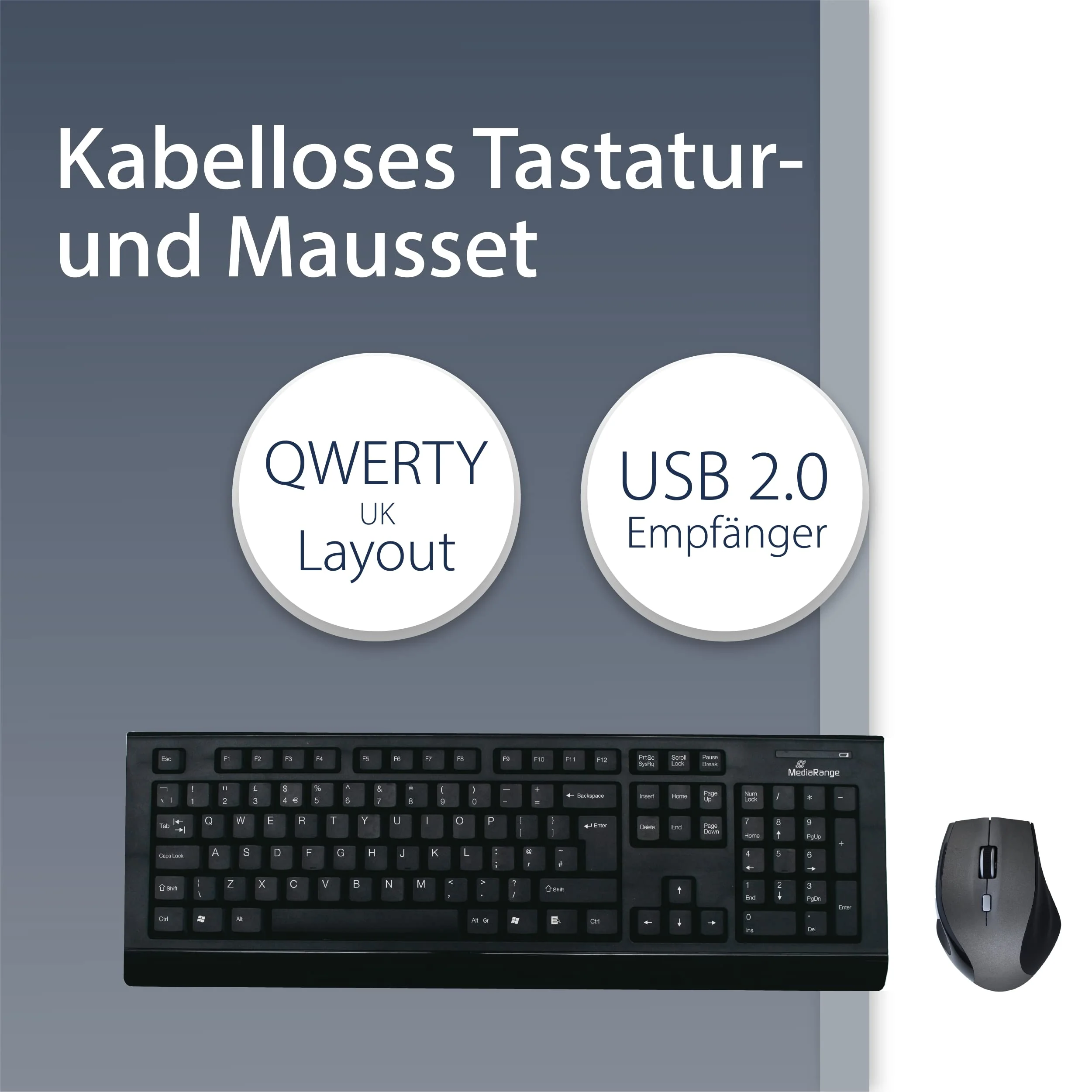 MediaRange Funk-Tastatur- und Maus-Set, QWERTY (UK), schwarz/grau - Image 8