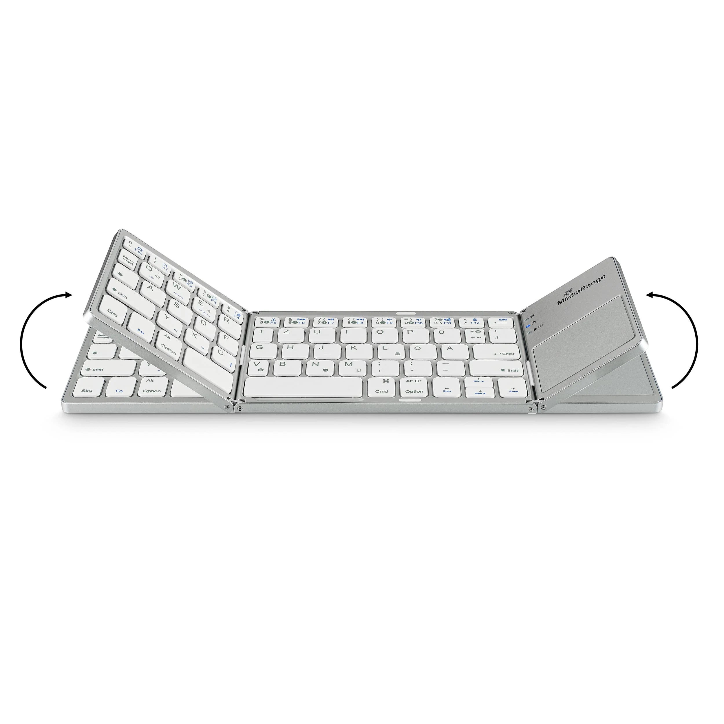 MediaRange kompakte Funk-Tastatur mit 63 Tasten und Touchpad, QWERTZ (DE/AT/CH) Tastaturbelegung, silber - Image 7