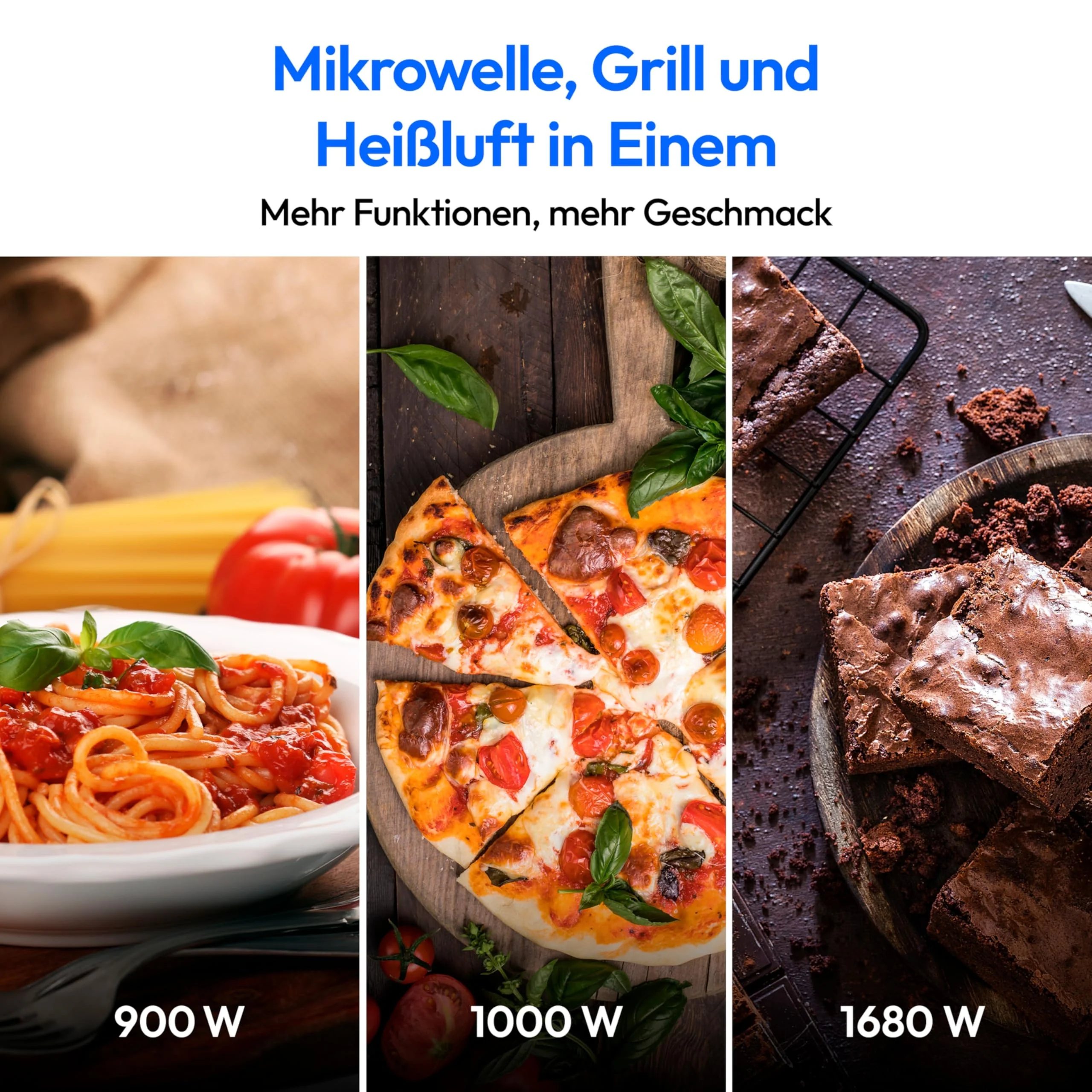 MEDION 3 in 1 Mikrowelle mit Grill und Heißluft Funktion (23 Liter, 900 Watt, 1.000 Watt Grill, 1.680 Watt Heißluft, 10 Automatikprogramme, Auftaufunktion, Display, MD11493) schwarz - Image 5