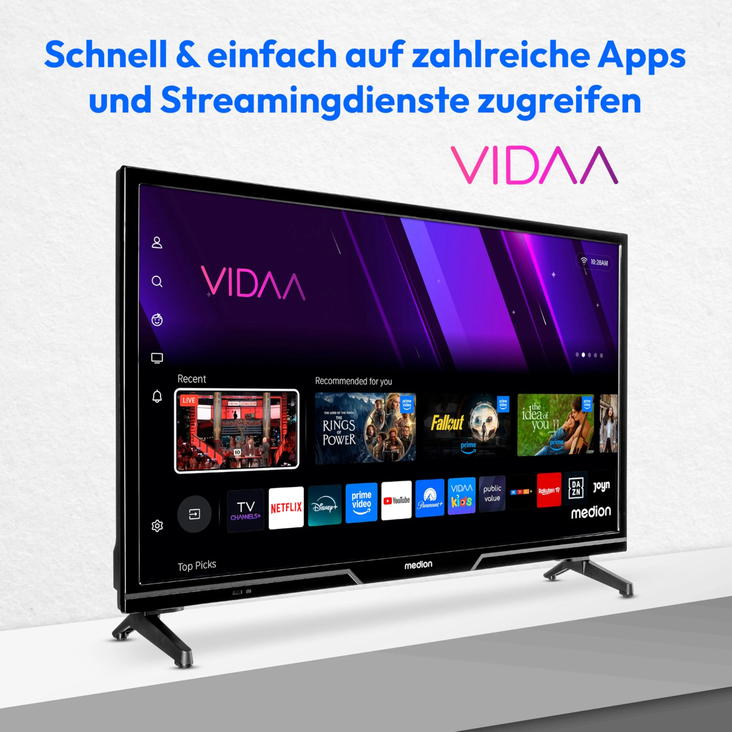 MEDION 59,8 cm (24 Zoll) HD Fernseher (Smart-TV, HDR, VIDAA Store, Netflix, Prime Video, Disney+, DAZN, Paramount+, HbbTV, PVR, Bluetooth, MD 824101) - Image 3