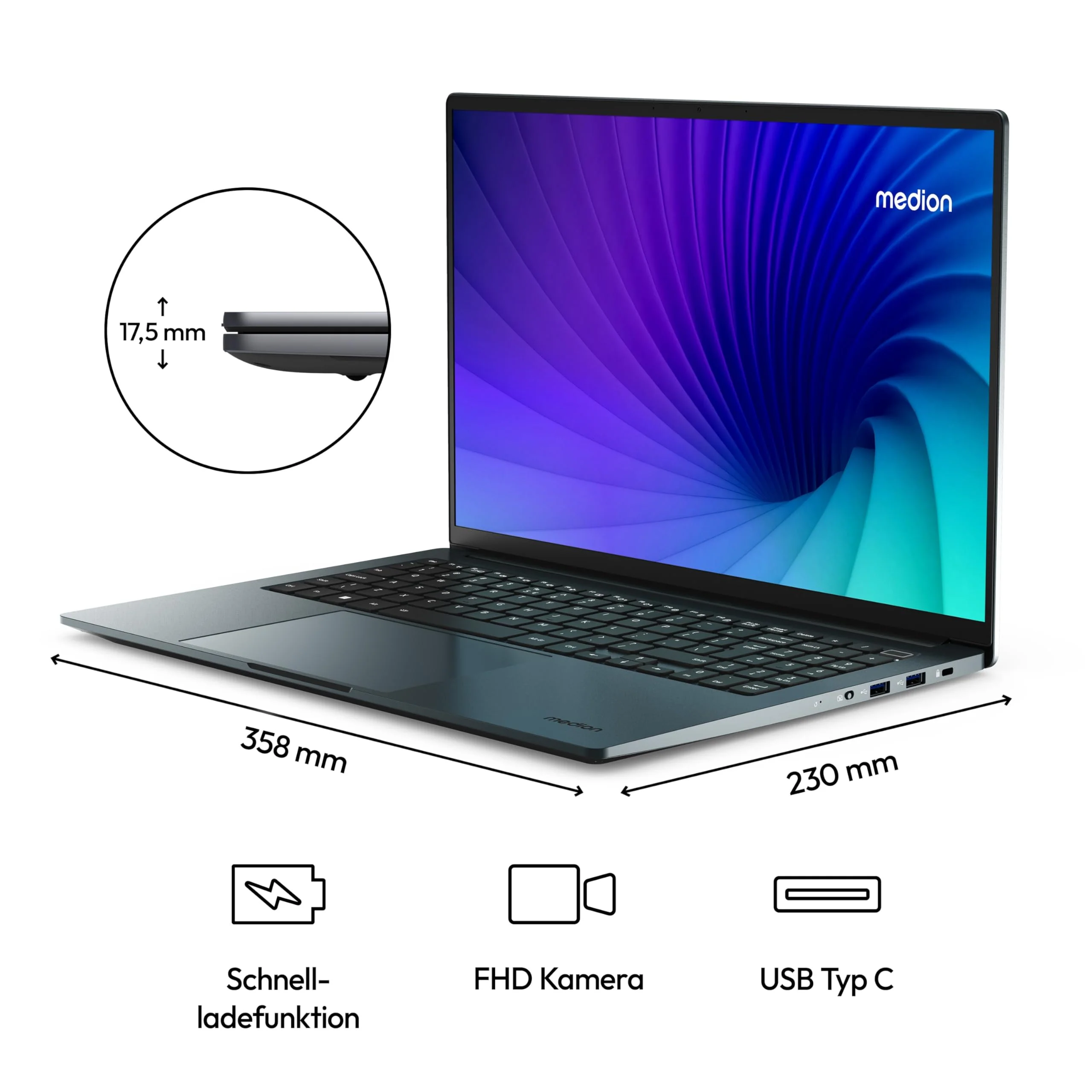 MEDION E15223 39,6 cm (15,6 Zoll) Full HD Laptop (Intel N100, 128GB PCIe SSD, Intel UHD, 4GB DDR5 RAM, WLAN, Win 11 Home S-Modus) - Image 7