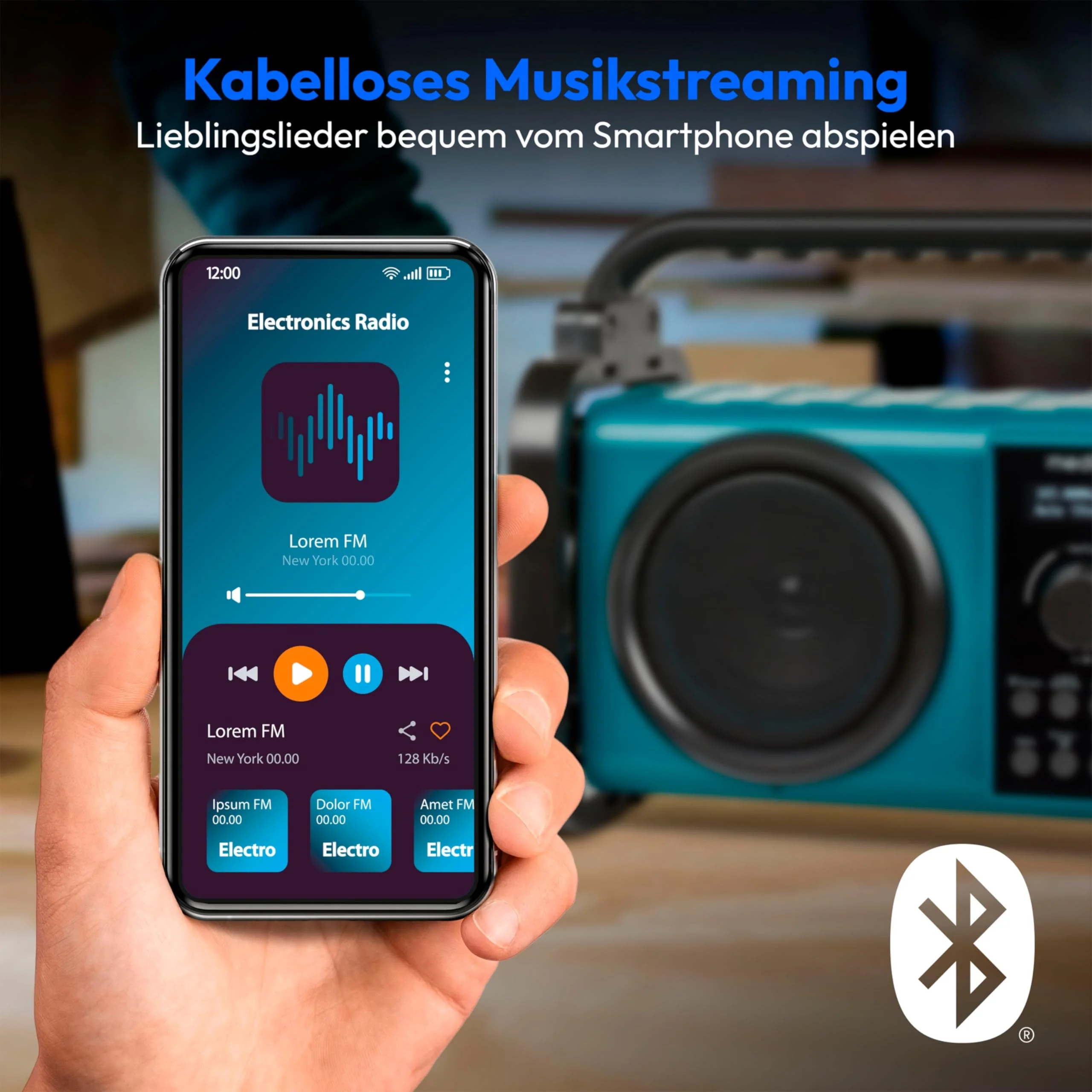 MEDION E66877 DAB+ Baustellenradio (Robustes Gehäuse, Spritzwassergeschützt (IP44), Bluetooth 5.0, PLL UKW Radio, LED-Arbeitslicht, Akku- und Netzbetrieb) blau - Image 6