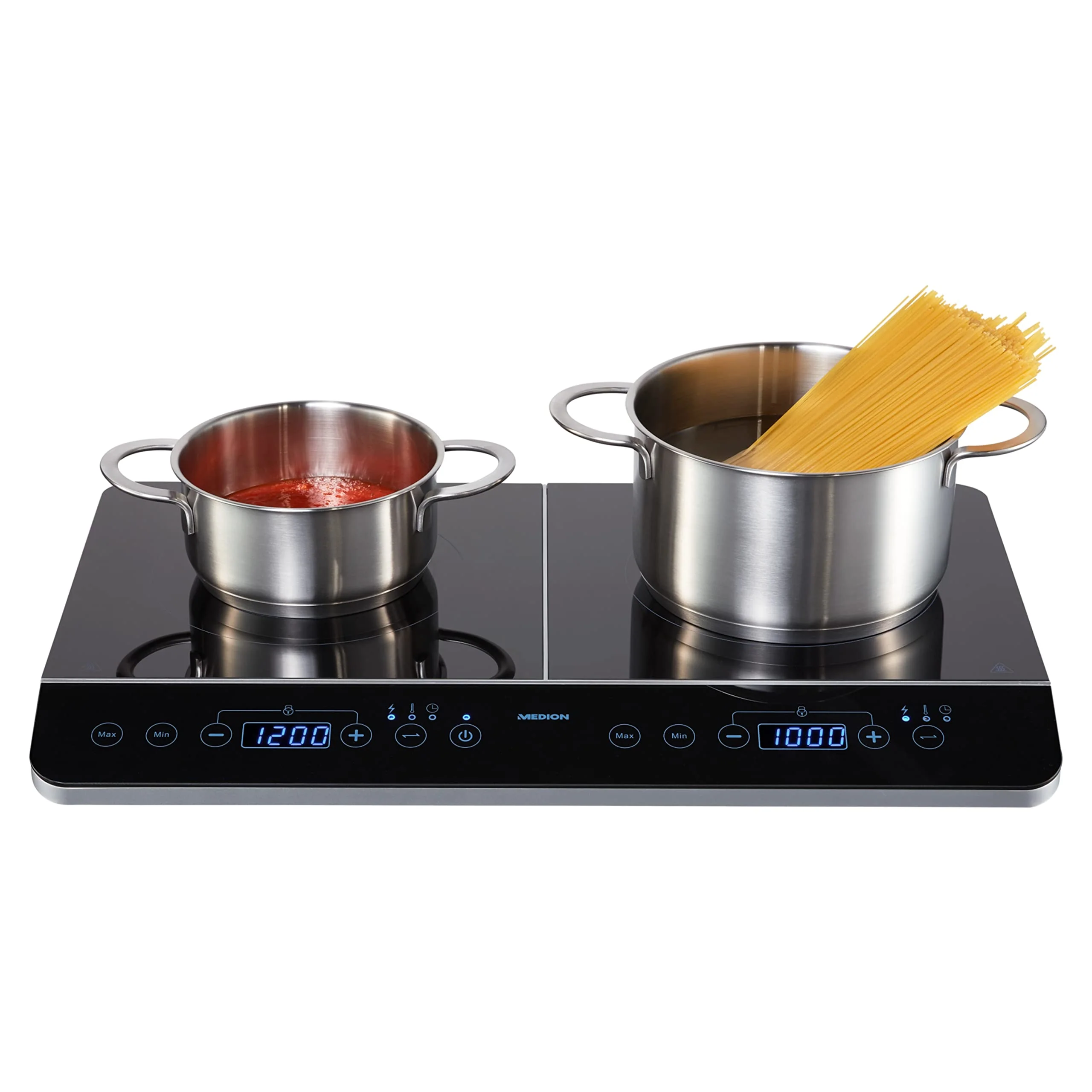 MEDION MD 15324 Doppel-Induktionskochplatte, 3500 Watt, Zwei Kochplatten, 10 Temperaturstufen, LED Display, schwarz - Image 4