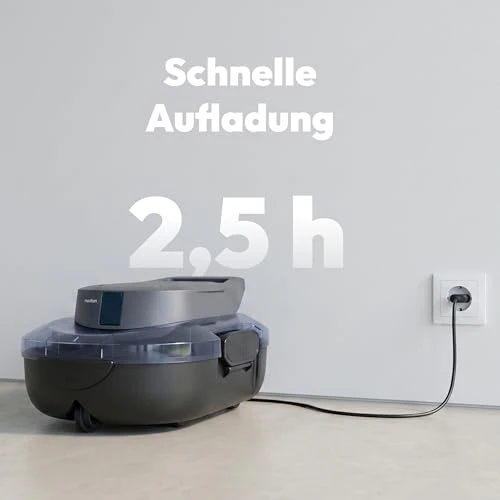MEDION PR1 Poolroboter Akku, für Aufstellpool, Bodenreinigung für Pools, One-Click-Bedienung, Selbstparkfunktion, 120 Min Akkulaufzeit, 2,2 L Filterkapazität, für 80–100 m², inkl. Ladegerät & Haken - Image 3