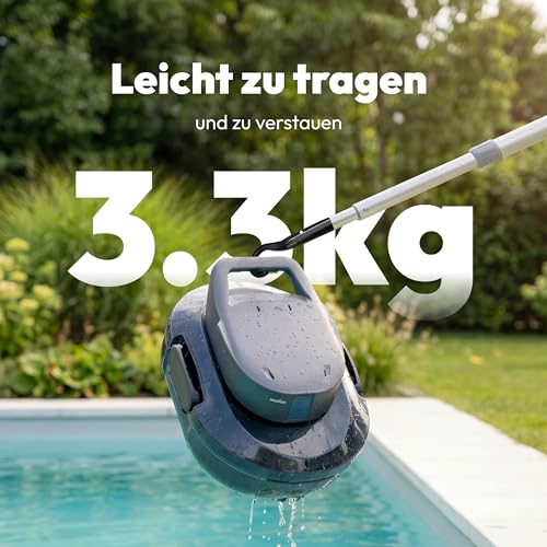 MEDION PR1 Poolroboter Akku, für Aufstellpool, Bodenreinigung für Pools, One-Click-Bedienung, Selbstparkfunktion, 120 Min Akkulaufzeit, 2,2 L Filterkapazität, für 80–100 m², inkl. Ladegerät & Haken - Image 5