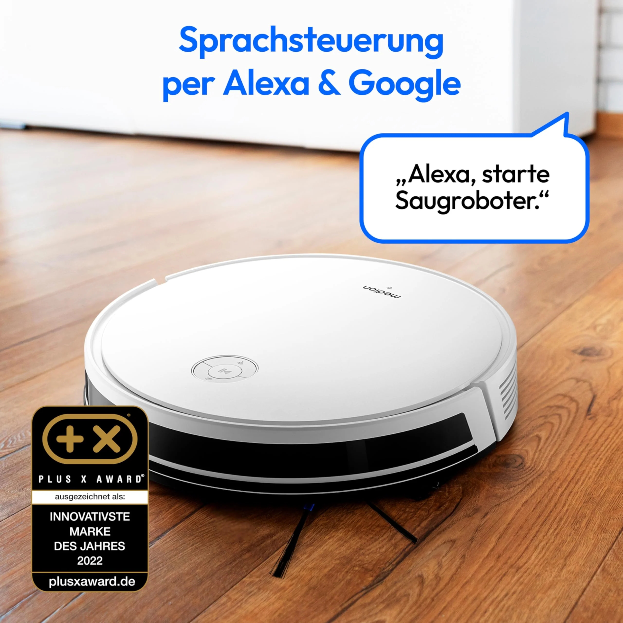 MEDION Saugroboter mit intelligenter Navigation S35 (App- und Sprachsteuerung, 4000Pa Saugkraft, Gyro-Navigation in systematischen S-Linien, Teppicherkennung, Wandsensoren) - Image 4