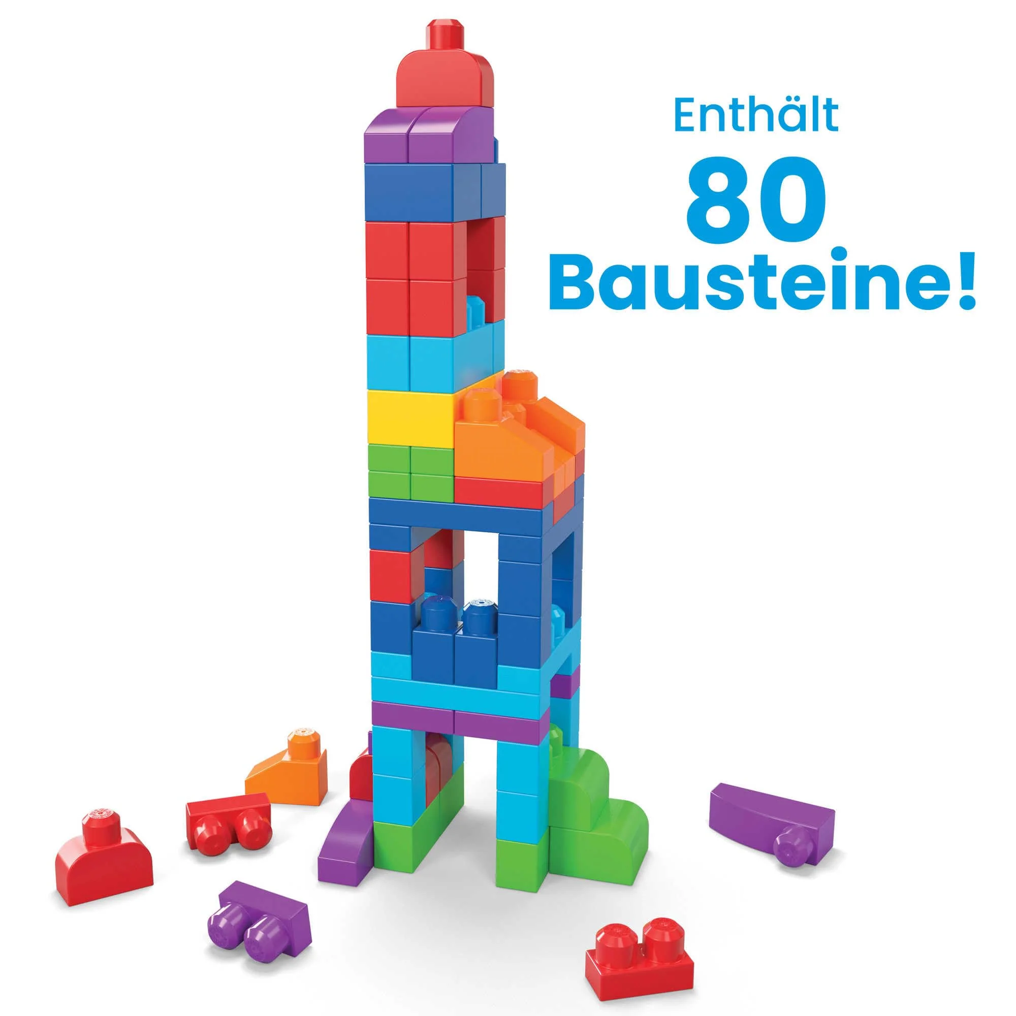 MEGA BLOKS Fisher-Price Bausteine für Kleinkinder, großer Bausteinebeutel mit 80 Teilen und Aufbewahrungsmöglichkeit, Blau, Geschenkideen für Kinder ab 1 Jahr, DCH63 - Image 9
