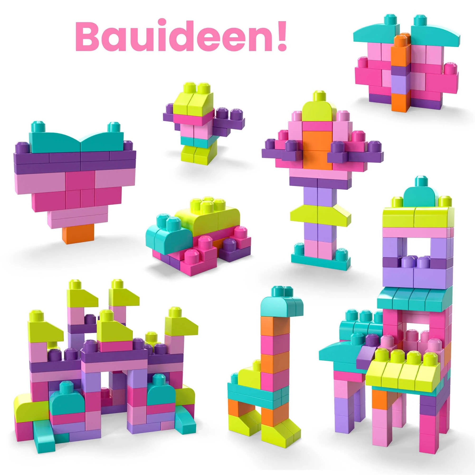 MEGA BLOKS Großer Bausteinebeutel - 80 robuste Bausteine mit wiederverwendbarem Aufbewahrungsbeutel, kompatibel mit Allen Mega Bloks Bauspielzeugen, für Kinder ab 1 Jahr, DCH62 - Image 4