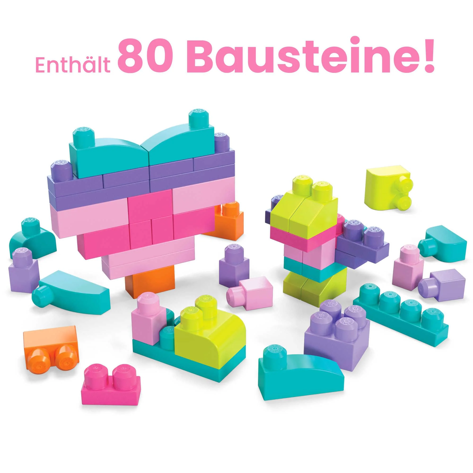 MEGA BLOKS Großer Bausteinebeutel - 80 robuste Bausteine mit wiederverwendbarem Aufbewahrungsbeutel, kompatibel mit Allen Mega Bloks Bauspielzeugen, für Kinder ab 1 Jahr, DCH62 - Image 5
