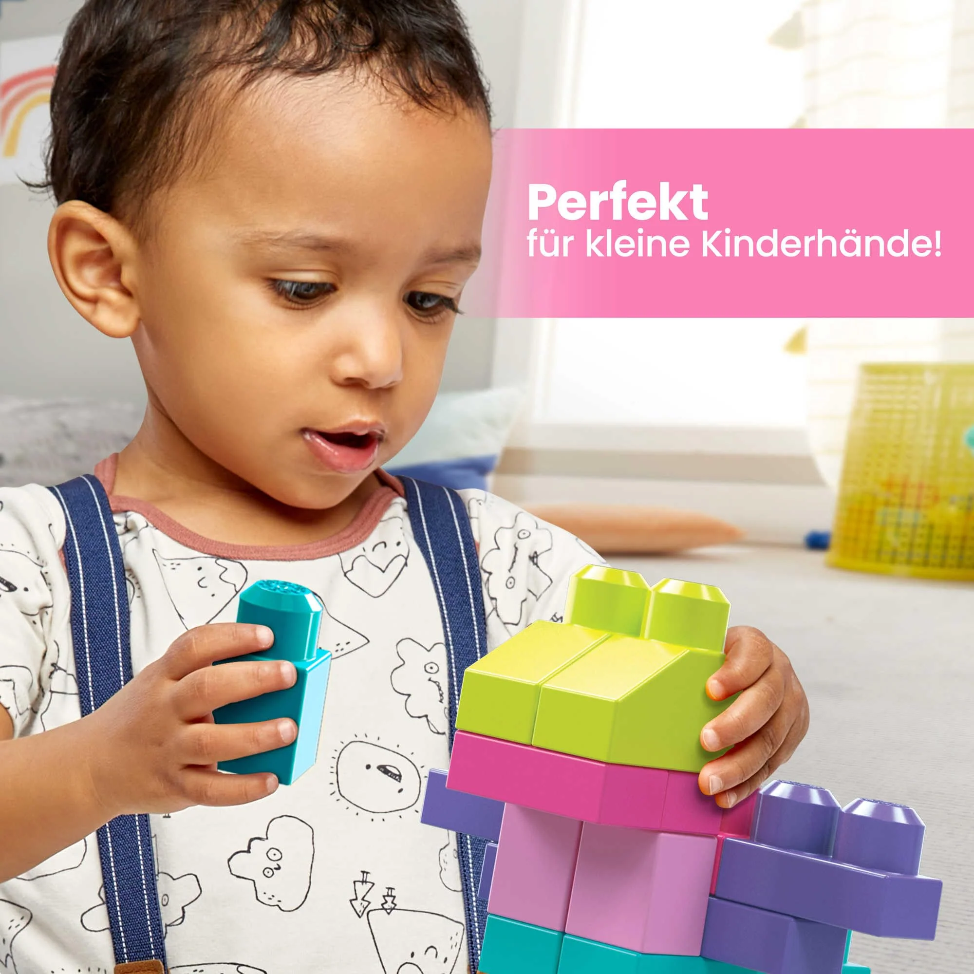 MEGA BLOKS Großer Bausteinebeutel - 80 robuste Bausteine mit wiederverwendbarem Aufbewahrungsbeutel, kompatibel mit Allen Mega Bloks Bauspielzeugen, für Kinder ab 1 Jahr, DCH62 - Image 6