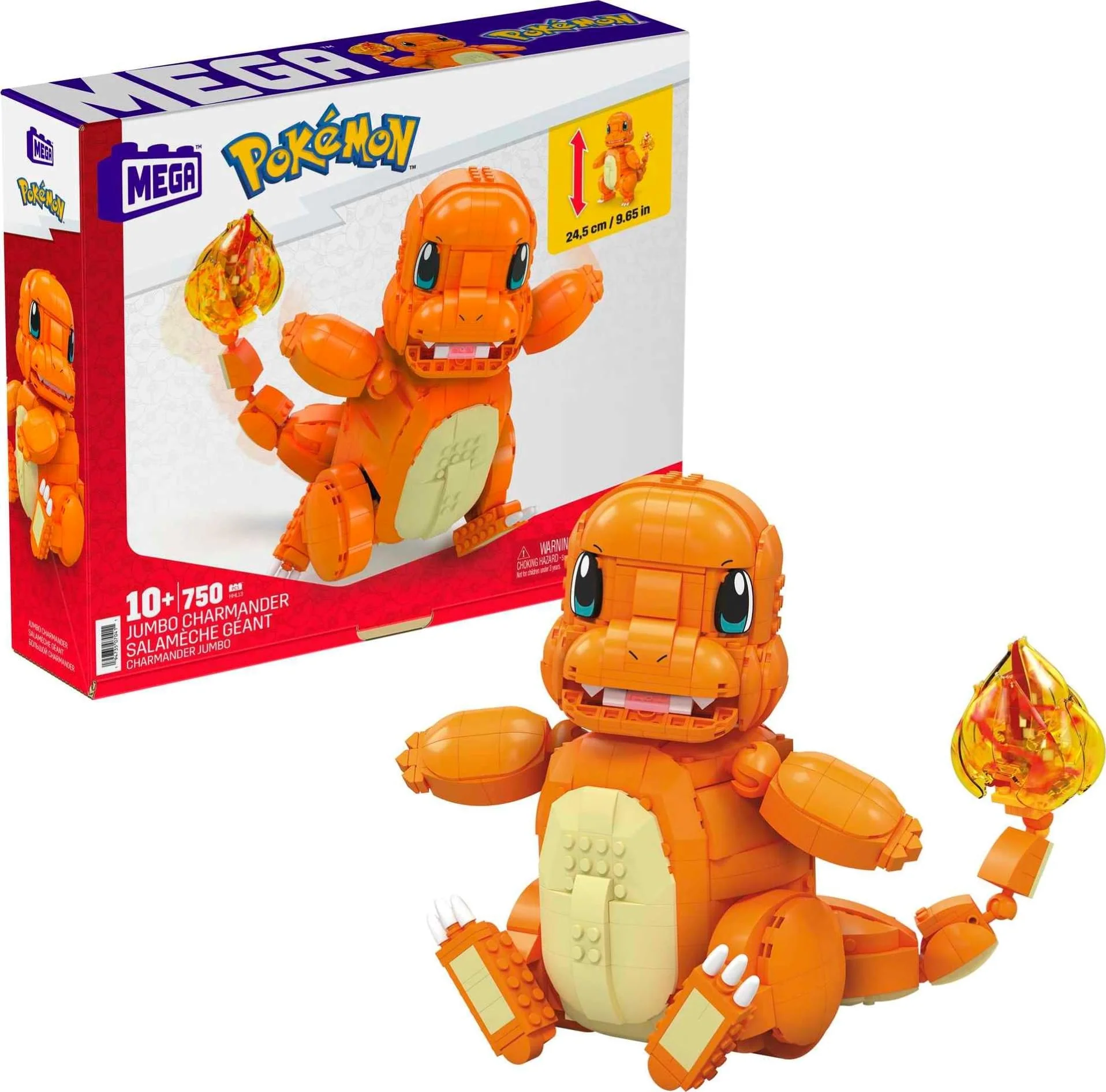 Mega Construx HHL13 - Pokémon Jumbo Glumanda Bauset, Spielset mit 750 Bausteinen und beweglichen Gliedmaßen, Spielzeug für Kinder ab 10 Jahren