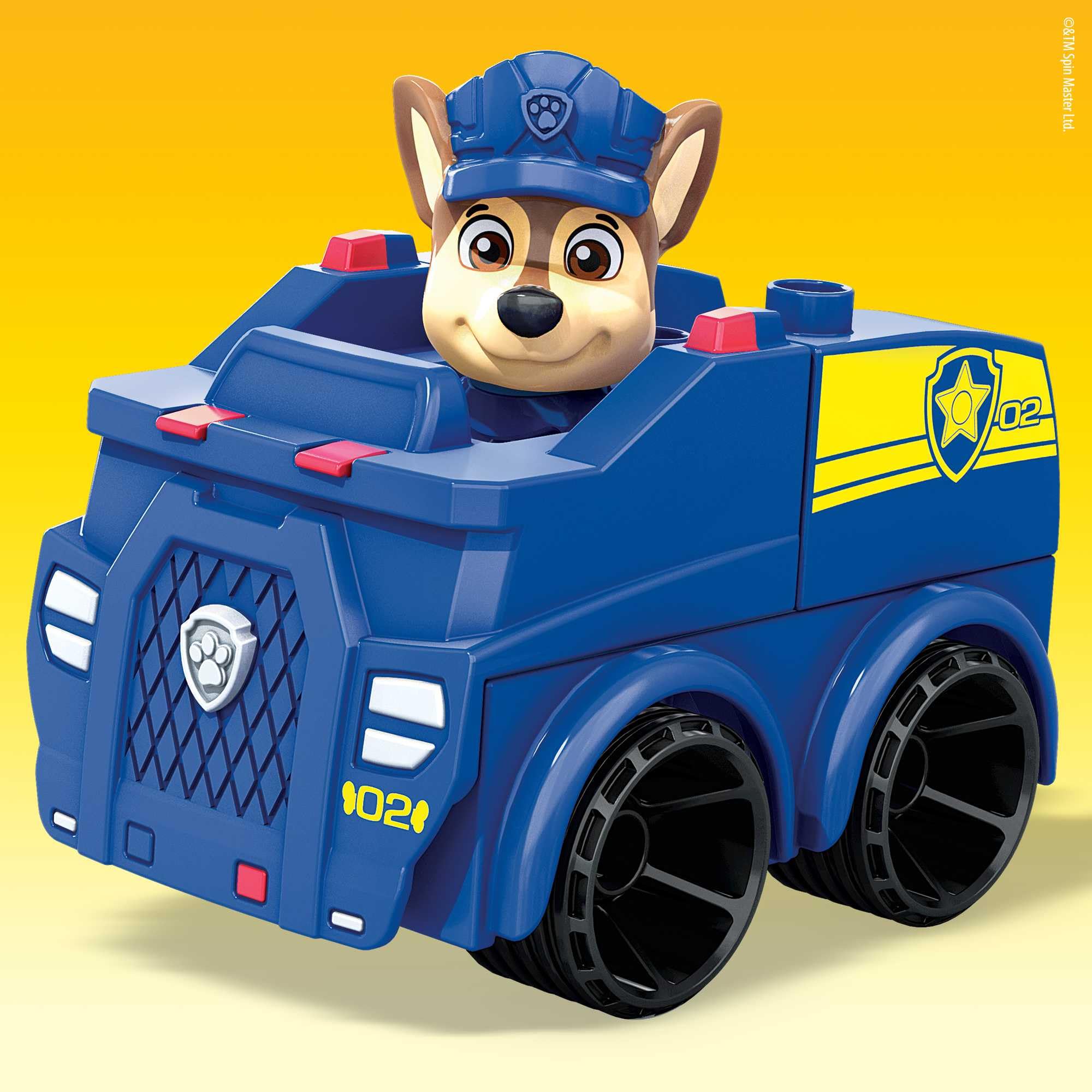 MEGA HDJ33 - Mega Bloks PAW Patrol Polizeiauto-Bausatz, 10 Bauklötze und Sonderteile mit 1 Chase-Figur, Pylonen-Kegel und rollendem Radstand, Spielzeug-Geschenkset für 3-5 Jahre - Image 3