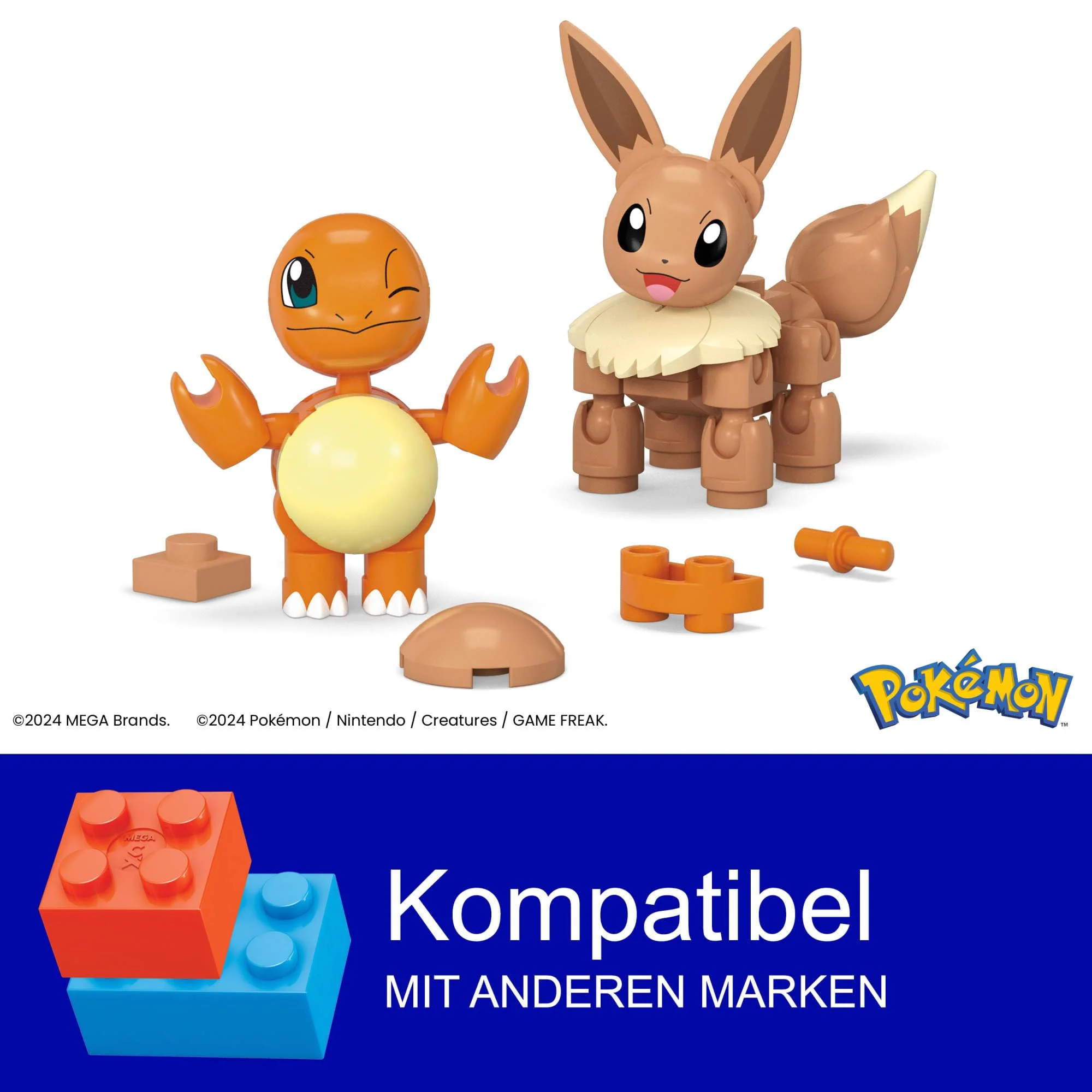 MEGA Pokémon Actionfigur Bauspielzeug-Set, Pokéball 2er-Pack, Glumanda und Evoli mit 40 Teilen, für Kinder, JCR81 - Image 6