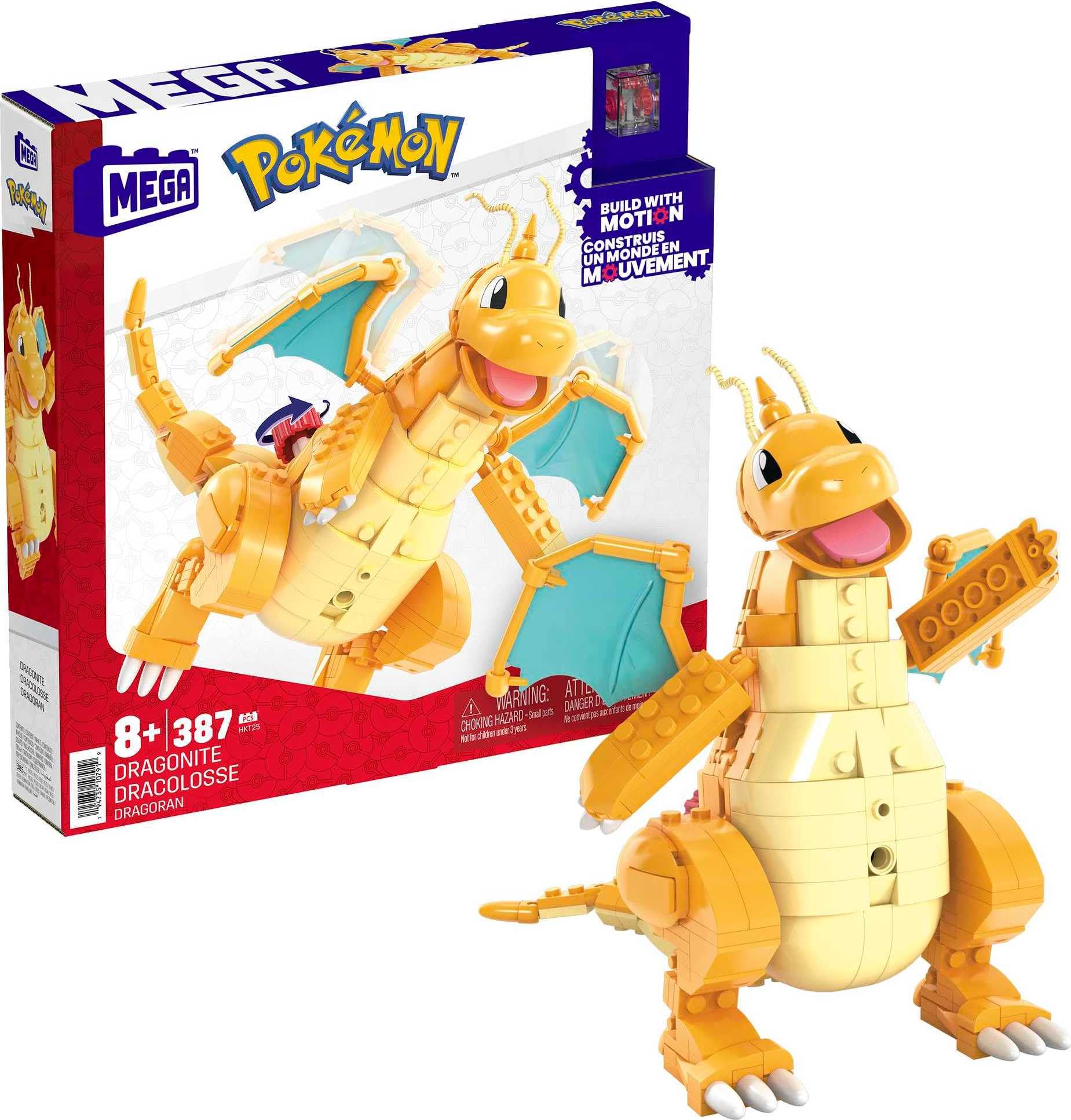MEGA Pokémon Dragoran - 388-teiliges Bauset zum Aufbauen und mit der Kurbel die Flügel aktivieren, für Kinder ab 8 Jahren, HKT25