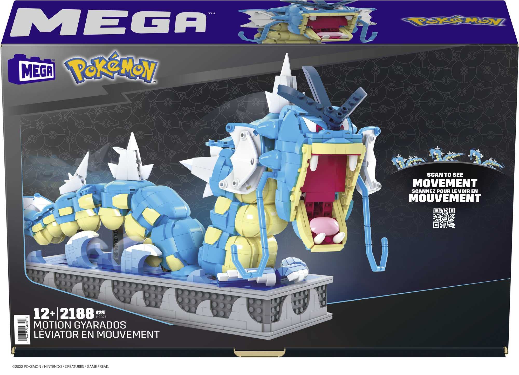 Mega Pokémon Figuren Bauset Garados, 2.186 Teile, vollständig mechanisiertes und bewegliches Bauspielzeug mit Display-Ständer, Pokémon Spielzeug, Spielzeug ab 12 Jahren, HGC24 - Image 3