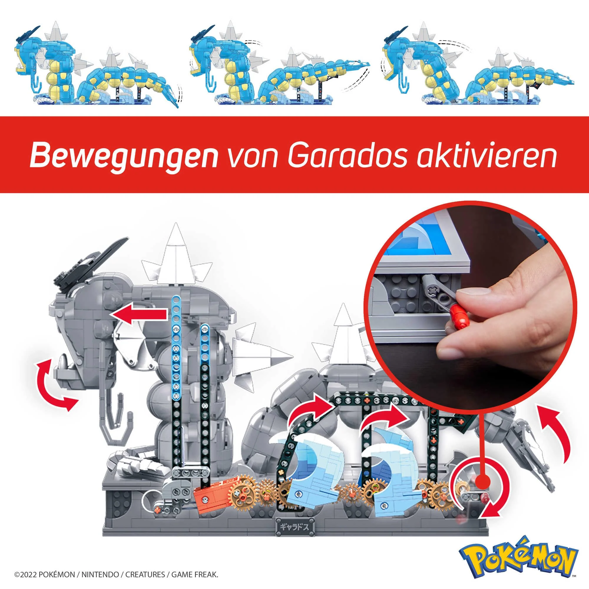 Mega Pokémon Figuren Bauset Garados, 2.186 Teile, vollständig mechanisiertes und bewegliches Bauspielzeug mit Display-Ständer, Pokémon Spielzeug, Spielzeug ab 12 Jahren, HGC24 - Image 4