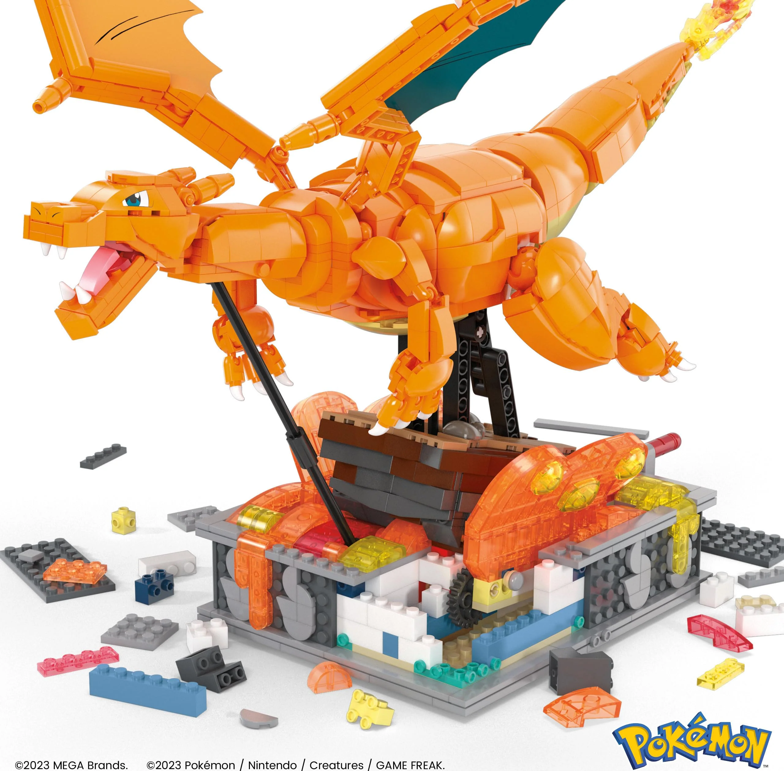 Mega Pokémon Glurak Actionfigur, 1664 Teile, zusammenbaubares, bewegliches Figur, Bauspielzeug, ca. 28 cm groß, ab 12 Jahre Sammelfigut, HMW05 - Image 3