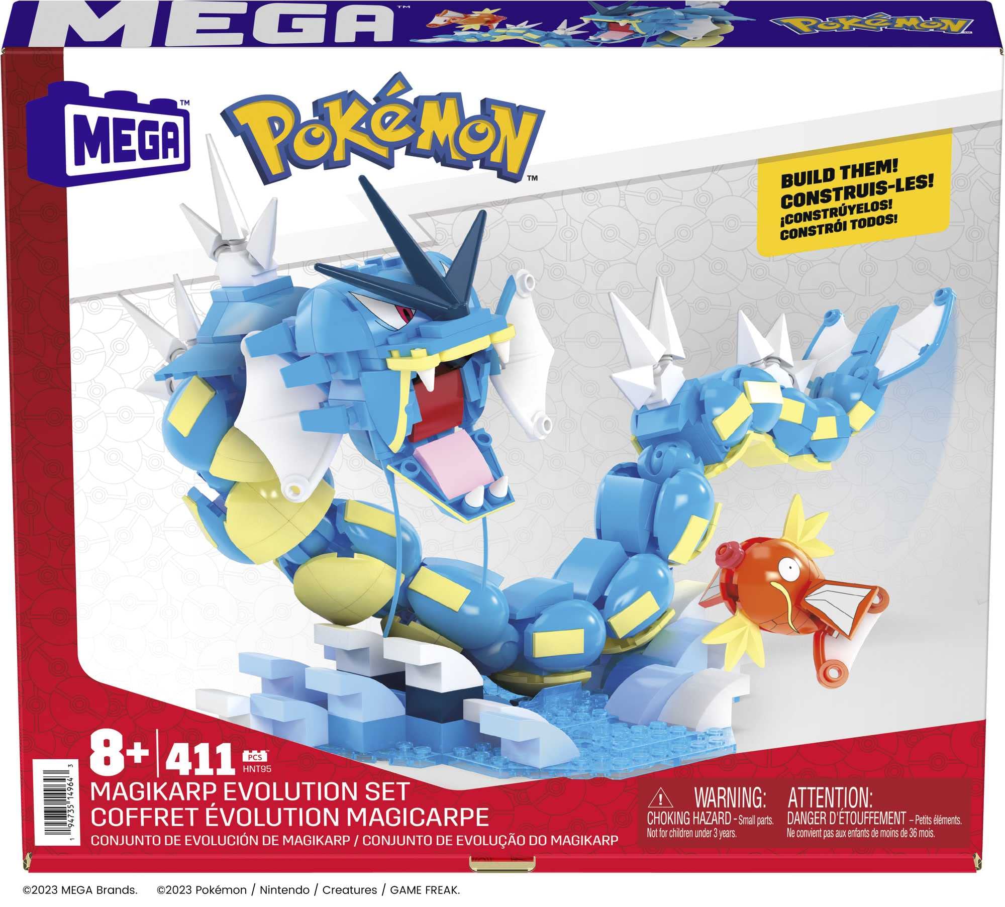 MEGA POKÉMON Karpador Evolutionsset - 411-teiliges Bauset mit Garados und Wasserlandschaft für dynamische Ausstellmöglichkeiten, 12 Verbindungspunkte, für Kinder ab 8 Jahren, HNT95 - Image 2