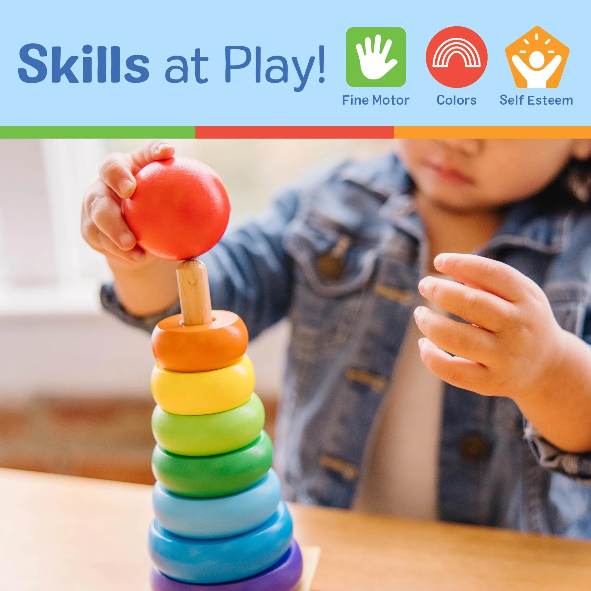 Melissa & Doug Rainbow Stacker | Developmental Toy | Motor Skills | Problem Solving | 12 Months | Gift for Boy or Girl - Image 6