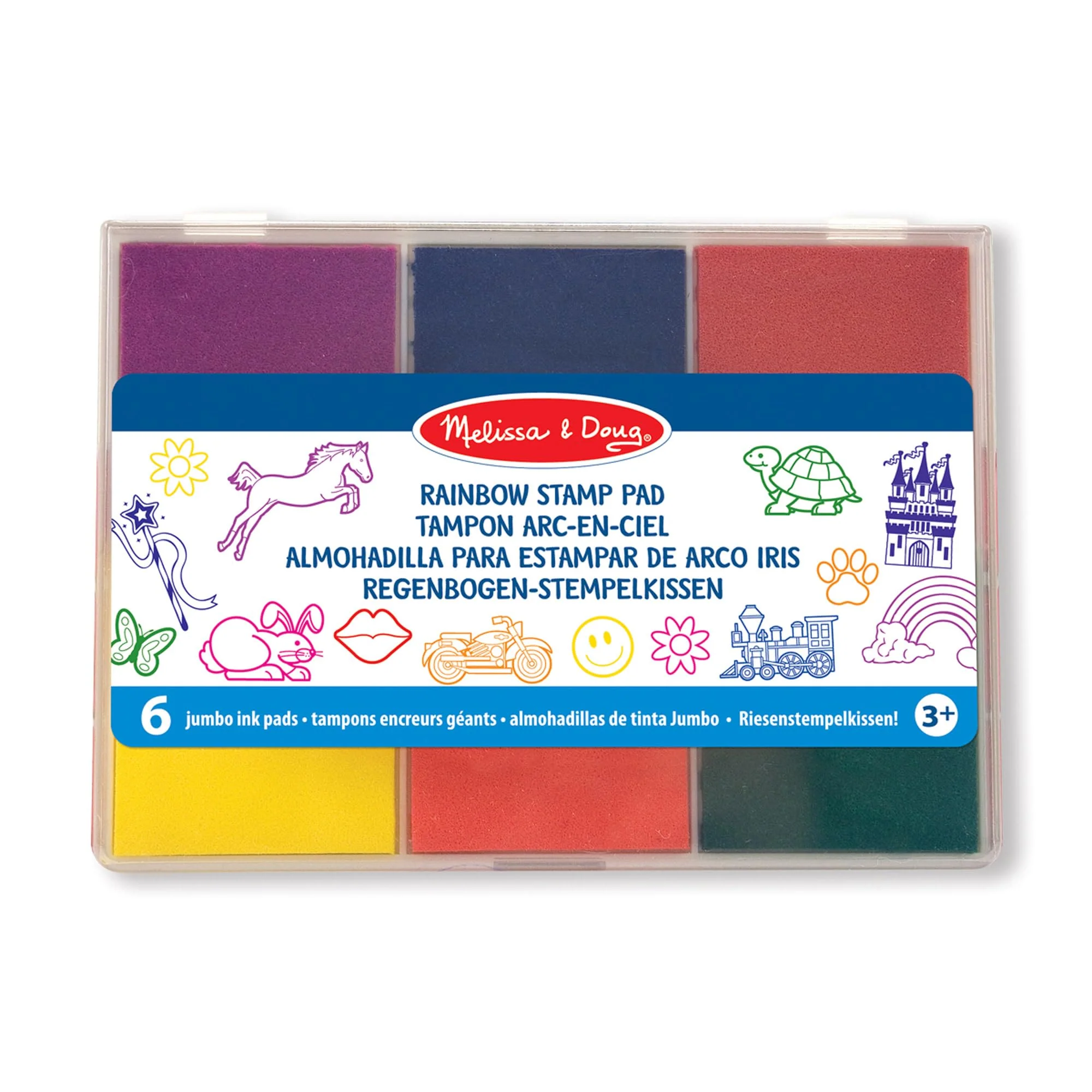 Melissa & Doug - Regenbogen-Stempelkissen, Mit 6 Farben auswaschbarer Tinte, Für Kinder ab 4 Jahren