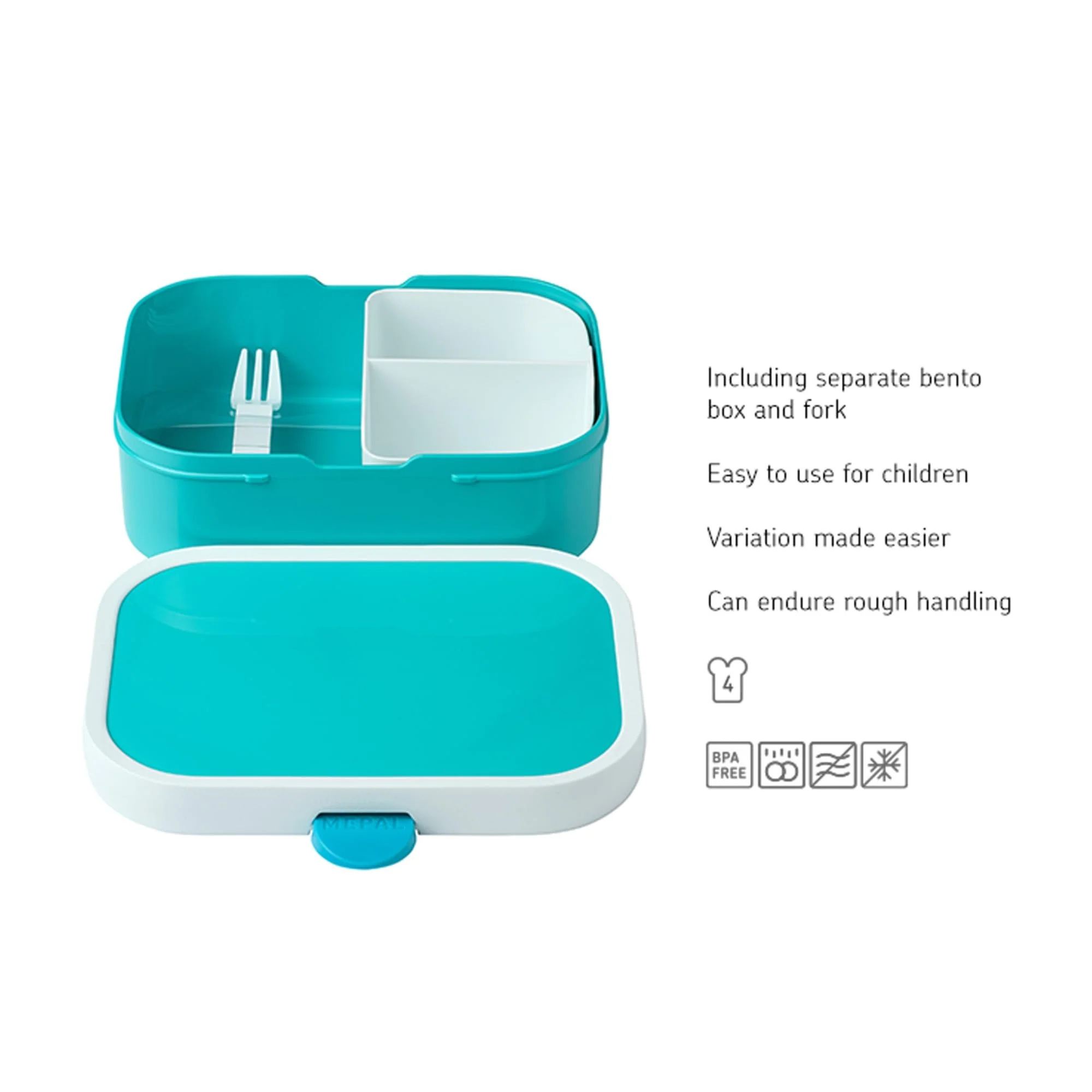 Mepal Campus Lunchbox Little Dutch – Personalisierte Bento Brotdose mit Namen für Kinder – Bento-Einsatz & Gabel – Clip-Verschluss – BPA-frei & spülmaschinenfest – 750 ml – Flowers & Butterflies - Image 6