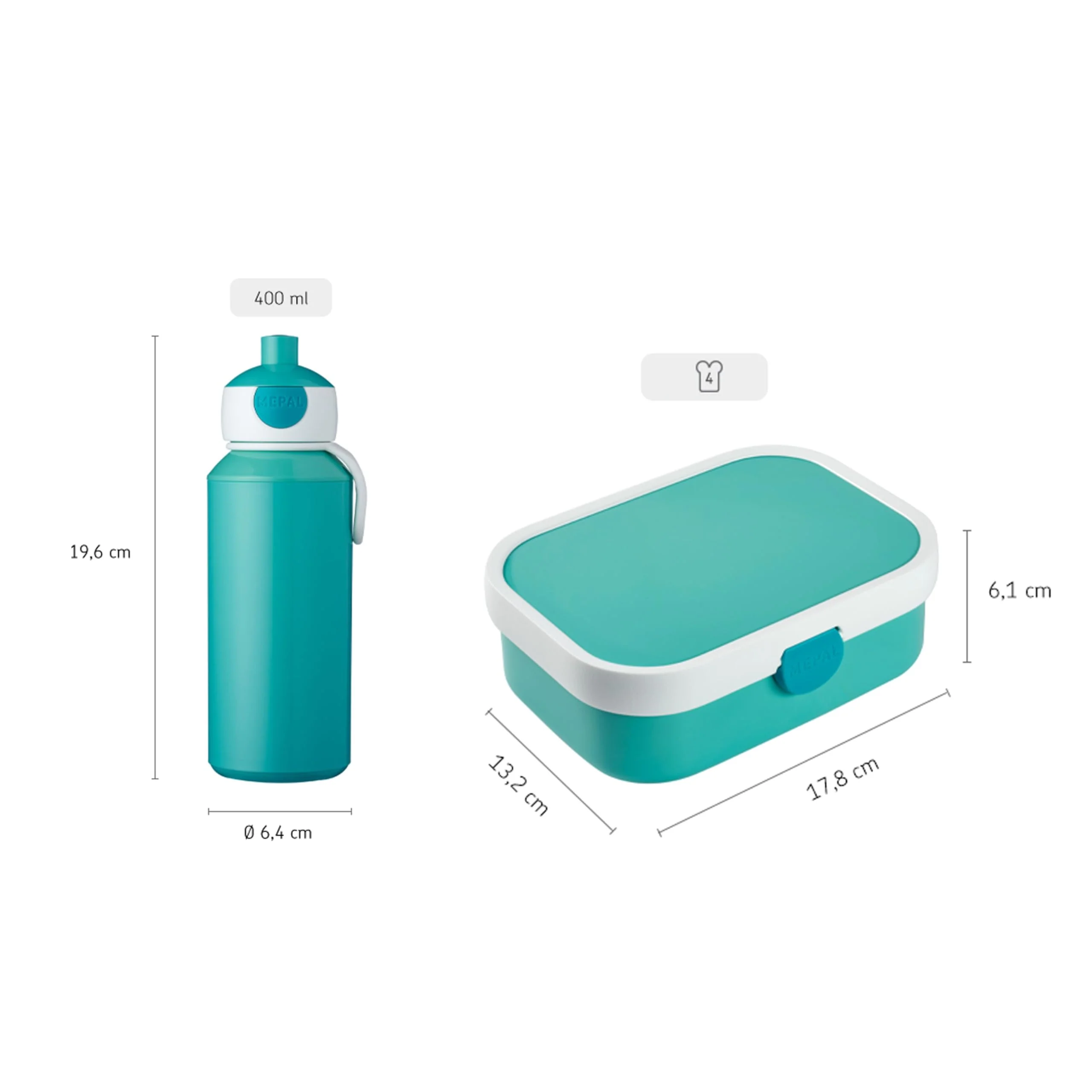 Mepal - Pausenset Campus Little Dutch - Set für Kinder mit Pop-up Trinkflasche & Lunch Box - Lunch-Set für die Schule oder unterwegs - Spülmaschinenfest - 400 + 750 ml - Forest Friends - Image 5