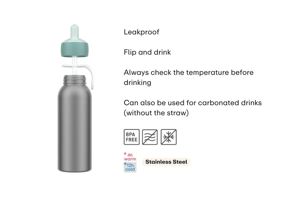 Mepal - Thermoflasche Flip-up Campus - Isolierte Trinkflaschen für Kinder - Edelstahl Thermosflasche - 4 Stunden heiß & 12 Stunden kalt - BPA-frei - 350 ml - Frozen 2 - Image 7