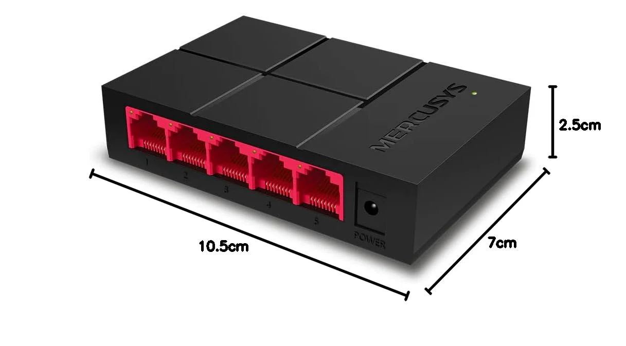 MERCUSYS MS105G 5-Port Gigabit Netzwerk Switch bis 2000 MBit/s, RJ-45 Anschlüsse LAN Switch, Auto-MDI/MDIX, Lüfterlose Ruhe, Lug-und-Play, Automatische Geschwindigkeits- und Duplexanpassung - Image 2