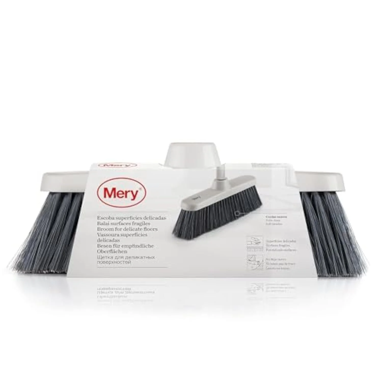Mery | Besen Empfindliche Oberflächen | Kehrbürste | Weiche Borsten | Staubfänger | Hinterlasse keine Spuren | Grau | Maße: 27x4.5x11 cm - Image 3