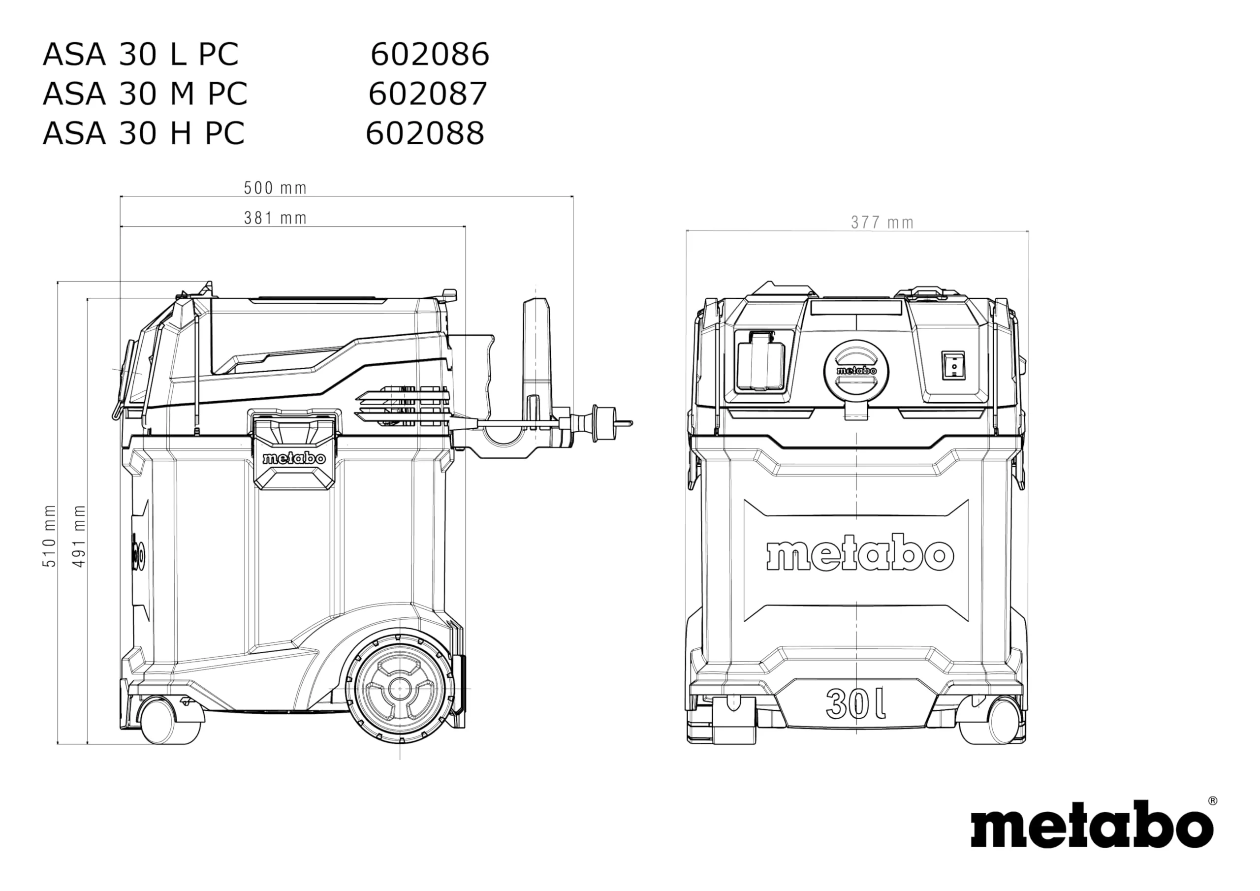 Metabo ASA 30 M PC Allessauger – 602087000 – Nass-/Trockensauger mit integrierter Filterabreinigung – 8 m Kabellänge - Image 7