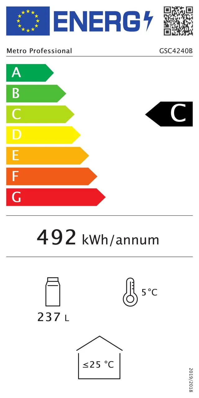 METRO Professional Getränkekühlschrank GSC4240, 237 L, 110 W, 6 verstellbaren Einlegeböden, schwarz - Image 2
