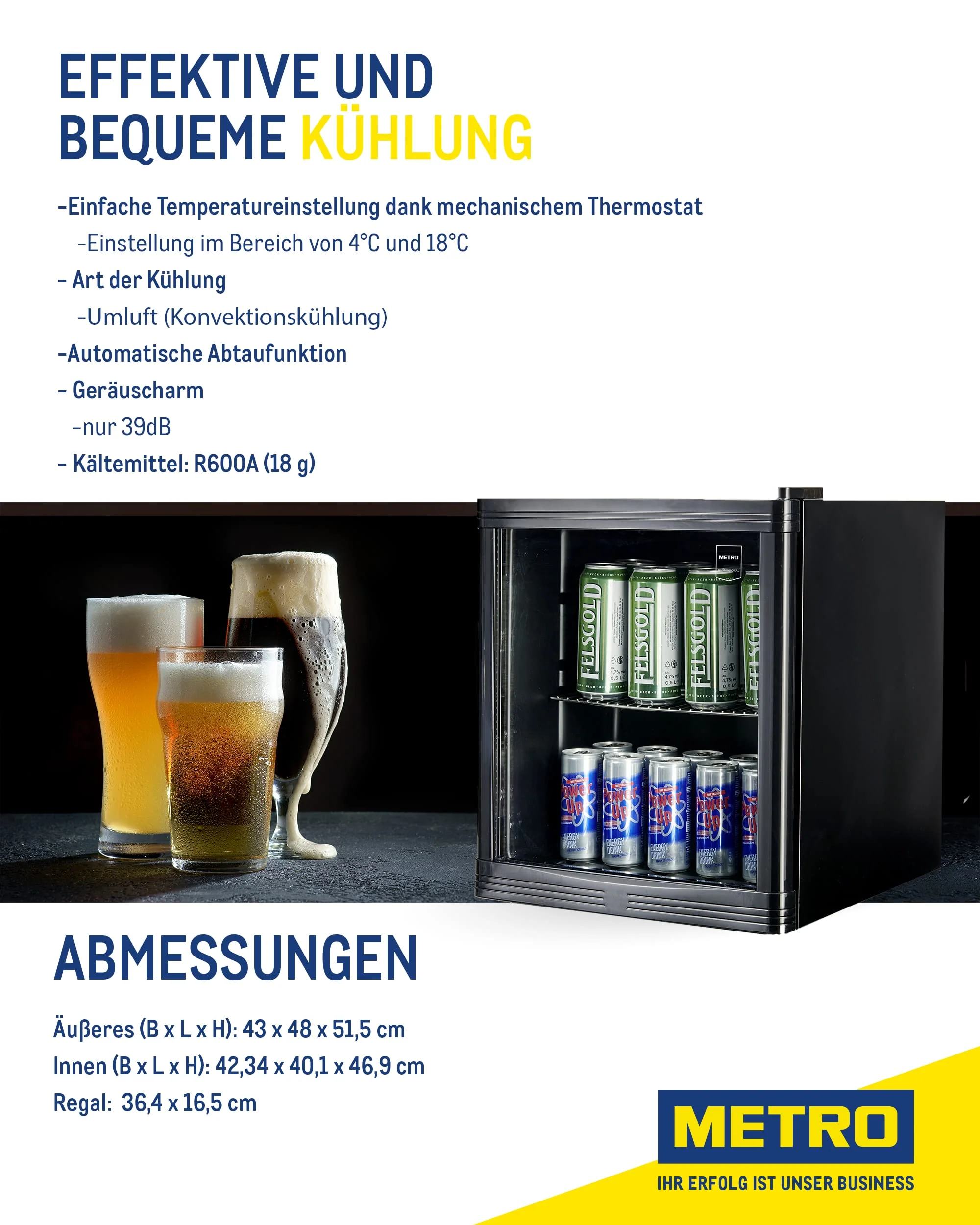 METRO Professional Minibar GPC1046, Edelstahl/Glas, 46 L, schwarz - Image 4