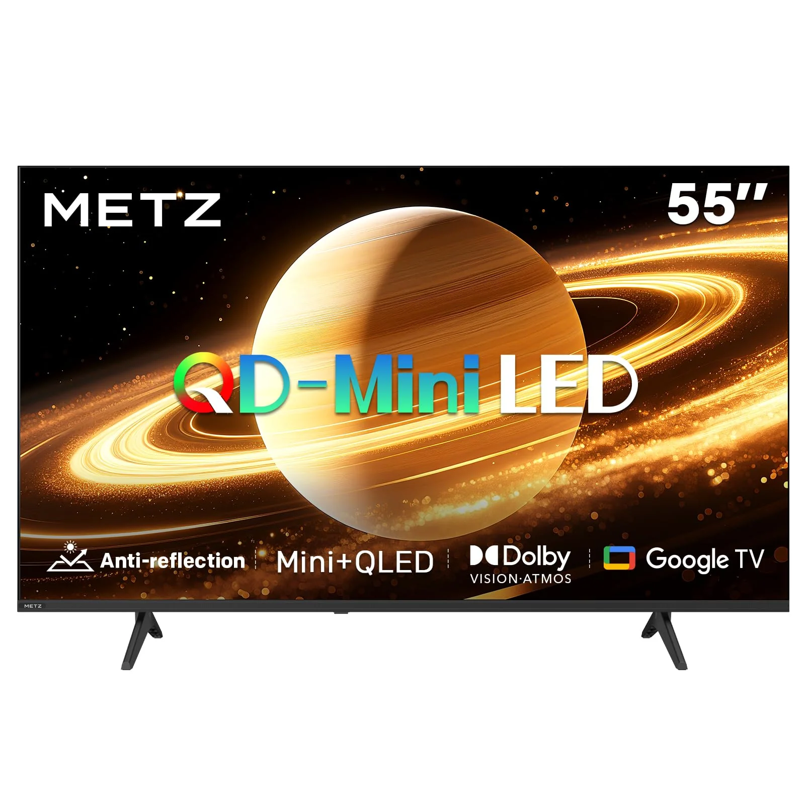 Metz Mini LED TV QLED 55 Zoll (139 cm) Smart 4K Television Google TV Local Dimming Display matt entspiegelt Dolby Atmos MEMC HDR 10+ Bluetooth S AI Prozessor Tuner DVB-T/-T2/-C/-S/-S2 CI+ (MNH7000Z)