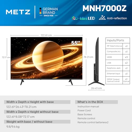 Metz Mini LED TV QLED 55 Zoll (139 cm) Smart 4K Television Google TV Local Dimming Display matt entspiegelt Dolby Atmos MEMC HDR 10+ Bluetooth S AI Prozessor Tuner DVB-T/-T2/-C/-S/-S2 CI+ (MNH7000Z) - Image 4