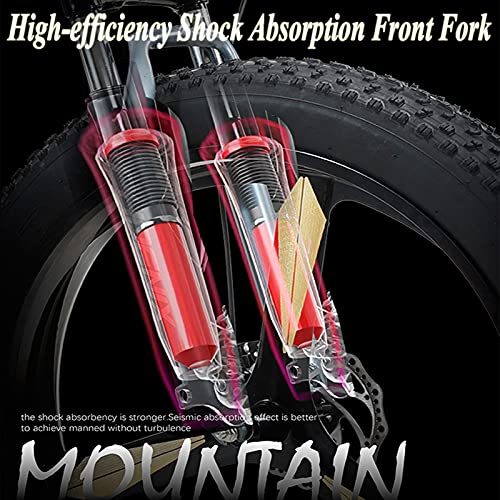 MEVZHH Erwachsenes Mountainbike, 24-Zoll-Räder, Fat Tire Mountainbikes Hardtail Mountainbike, Herren, Frauen Stahlrahmen, Mechanische Scheibenbremsen, Weiß, 30 Geschwindigkeit/Grau/21 Geschwindigkeit - Image 3