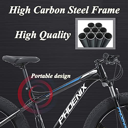 MEVZHH Erwachsenes Mountainbike, 24-Zoll-Räder, Fat Tire Mountainbikes Hardtail Mountainbike, Herren, Frauen Stahlrahmen, Mechanische Scheibenbremsen, Weiß, 30 Geschwindigkeit/Grau/21 Geschwindigkeit - Image 5