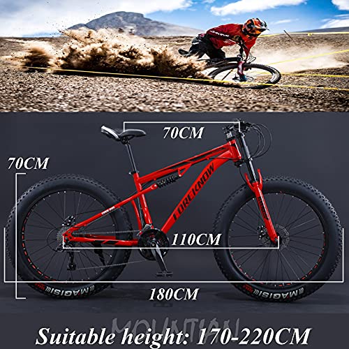 MEVZHH Mountainbikes, 26 Zoll Fat Tire Hardtail Mountainbike, Doppelfederungsrahmend Federgabel All Terrain Mountainfür Männer Frauen/30 Geschwindigkeit/Orae 5 Gesprochen - Image 8