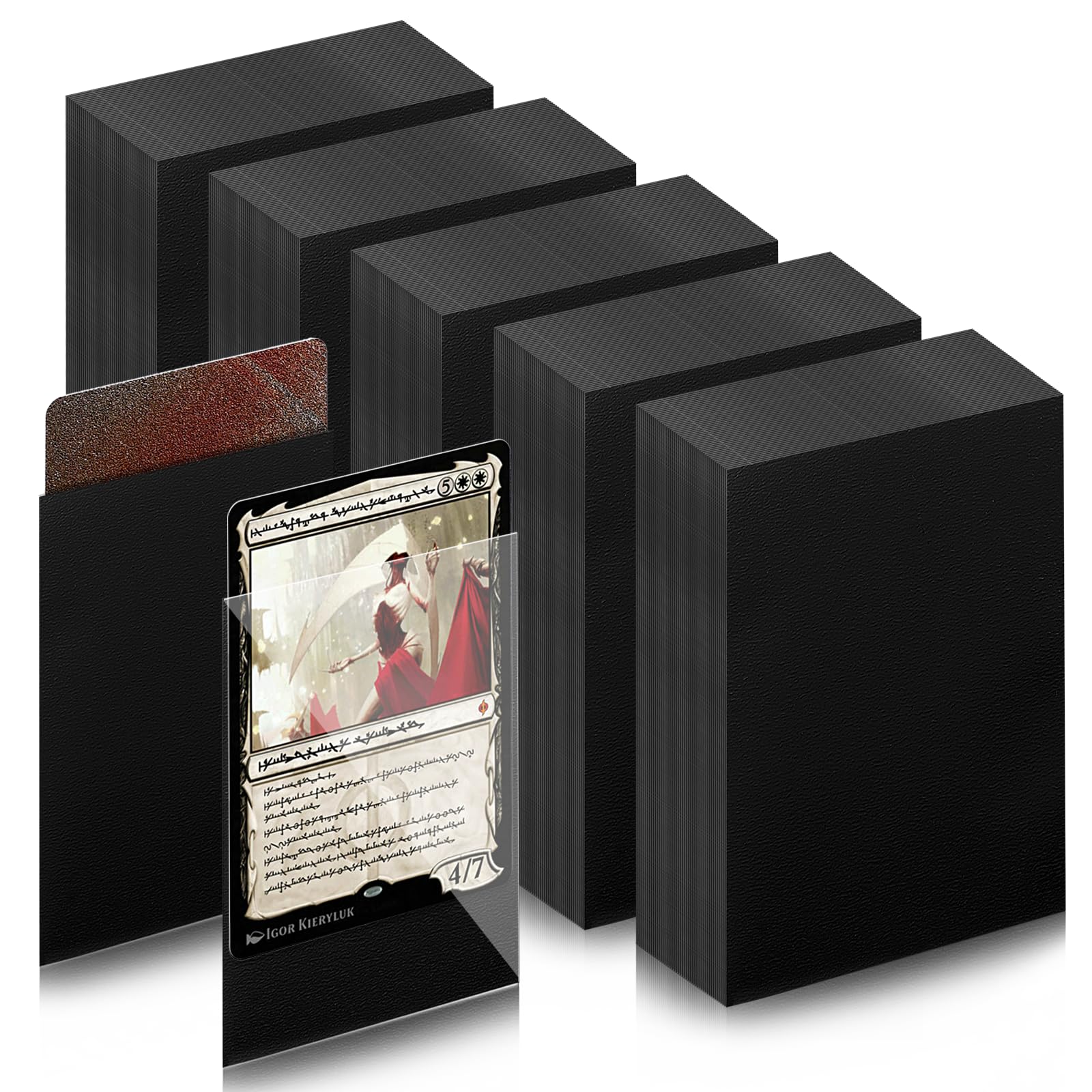 Mexgcom 500 Stück Kartenhüllen,66 x 91 MM Sammelkartenhüllen, Perfekt Passende Innenhüllen, Kompatibel Mit MTG, Trading Cards, Sports Cards, Baseball und Fußballkarten (BLACK)
