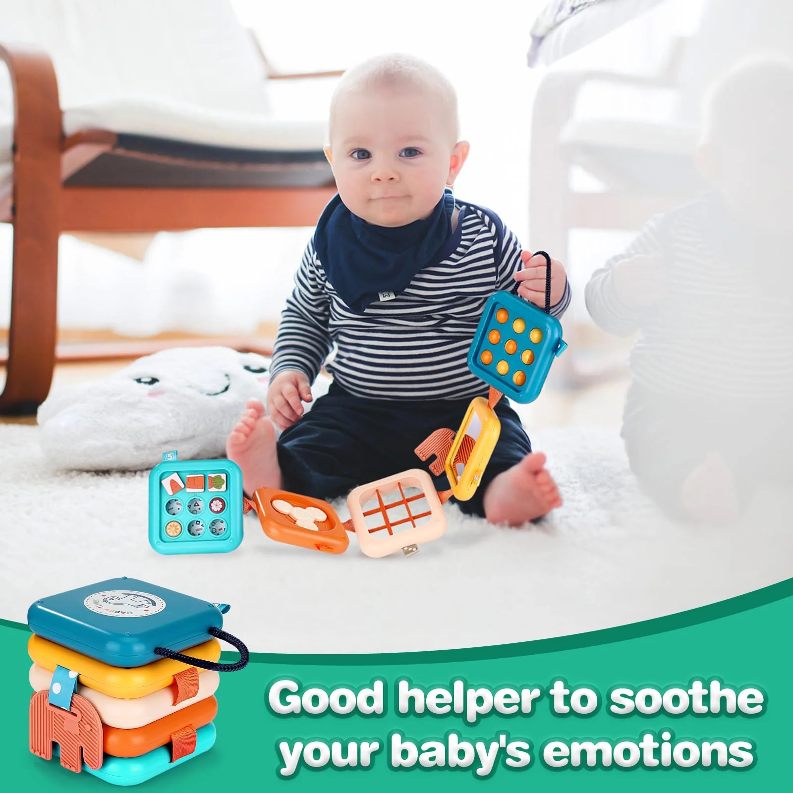 Mexgcom Busy Board Baby, Montessori Spielzeug ab 1 2 3 Jahr, Sensorik Spielzeug Baby für Fördert Motorik und Kognition, Motorikbrett Kleinkinder Toy für Unterwegs - Image 5